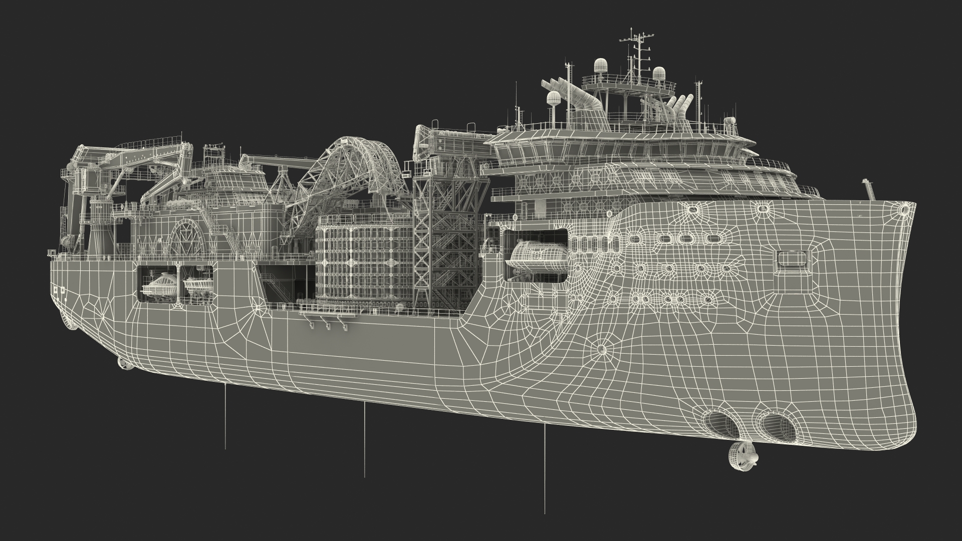 Cable Laying Ship Rigged 3D model