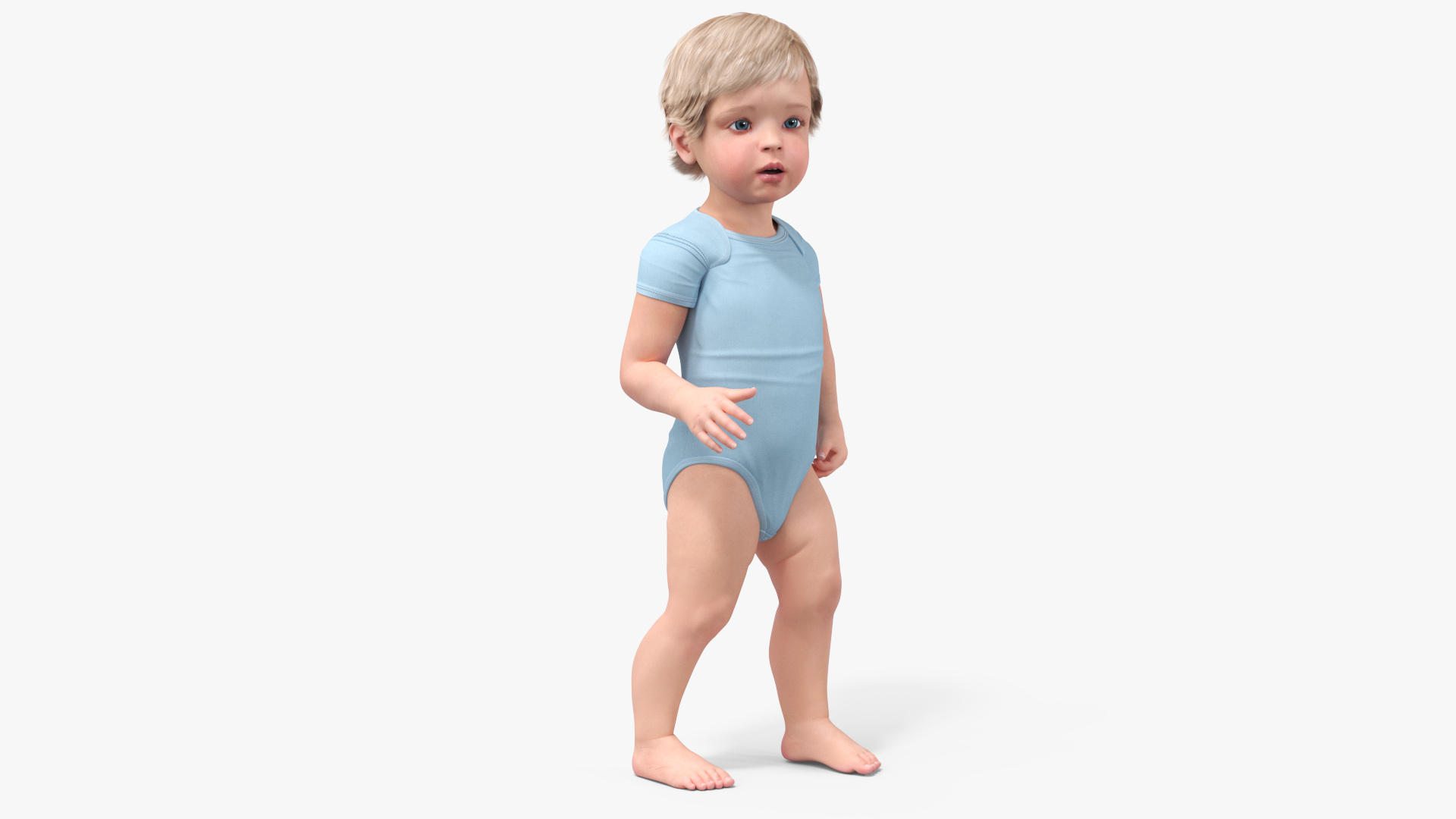 Boy Aged 1 Year in Bodysuit Rigged 3D model