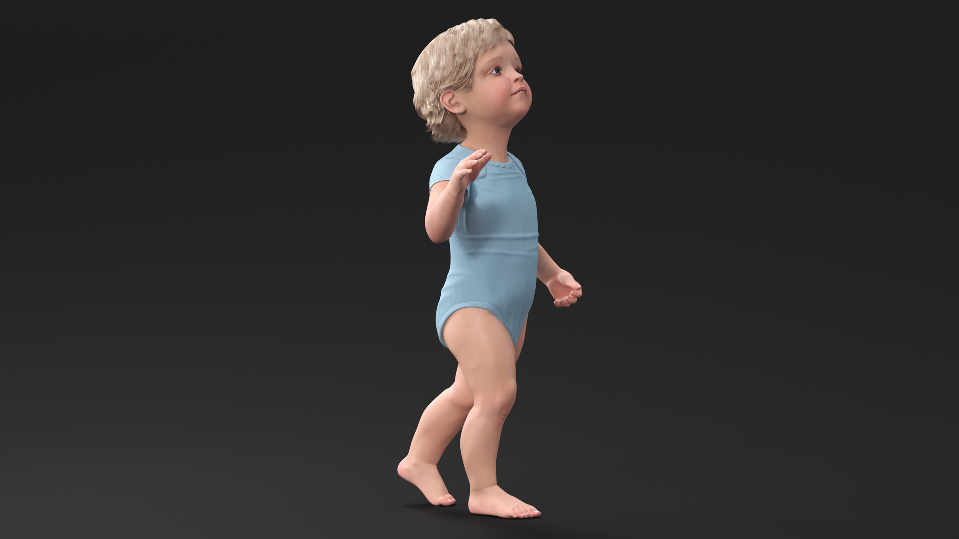 Boy Aged 1 Year in Bodysuit Rigged 3D model