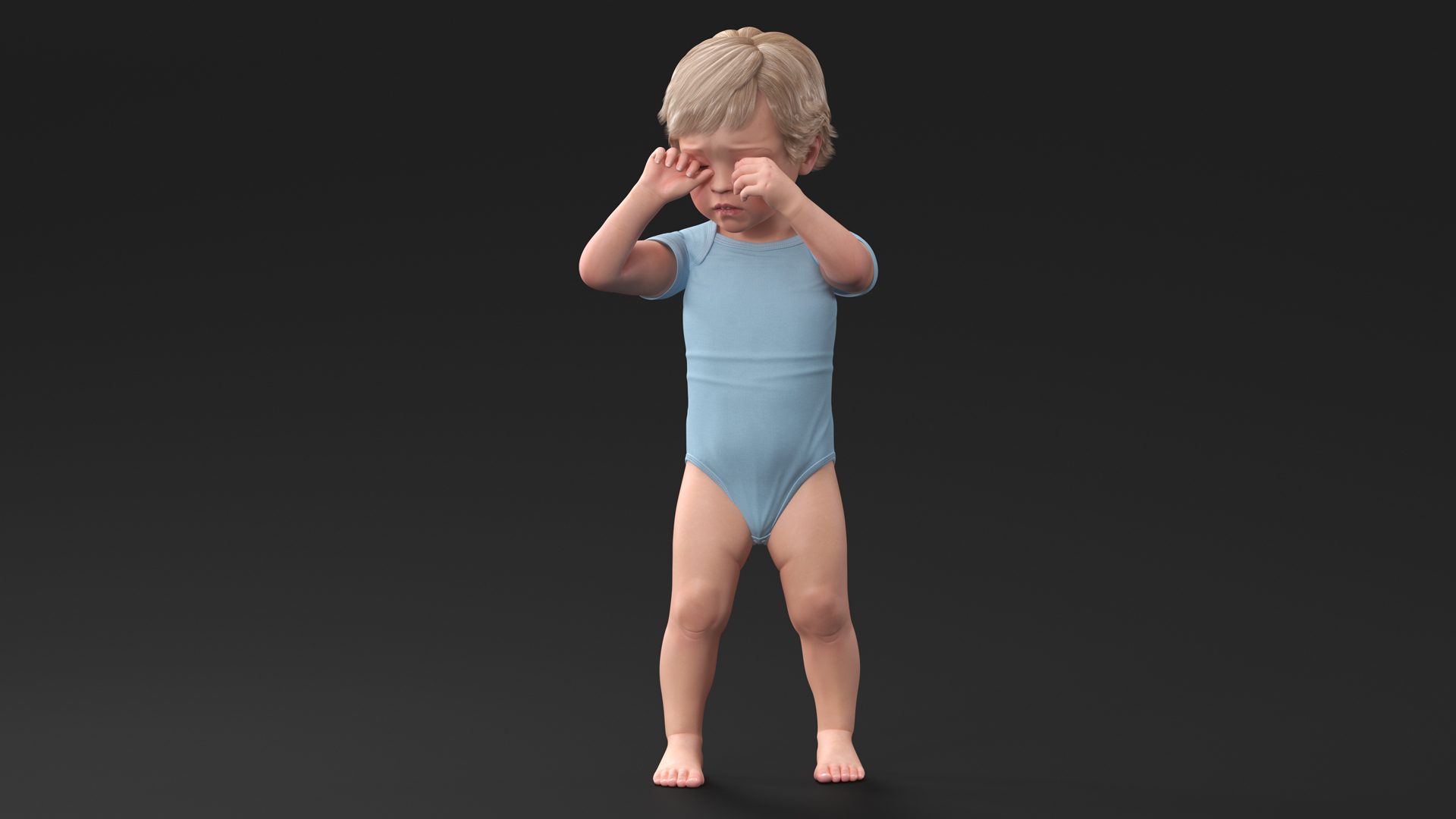 Boy Aged 1 Year in Bodysuit Rigged 3D model