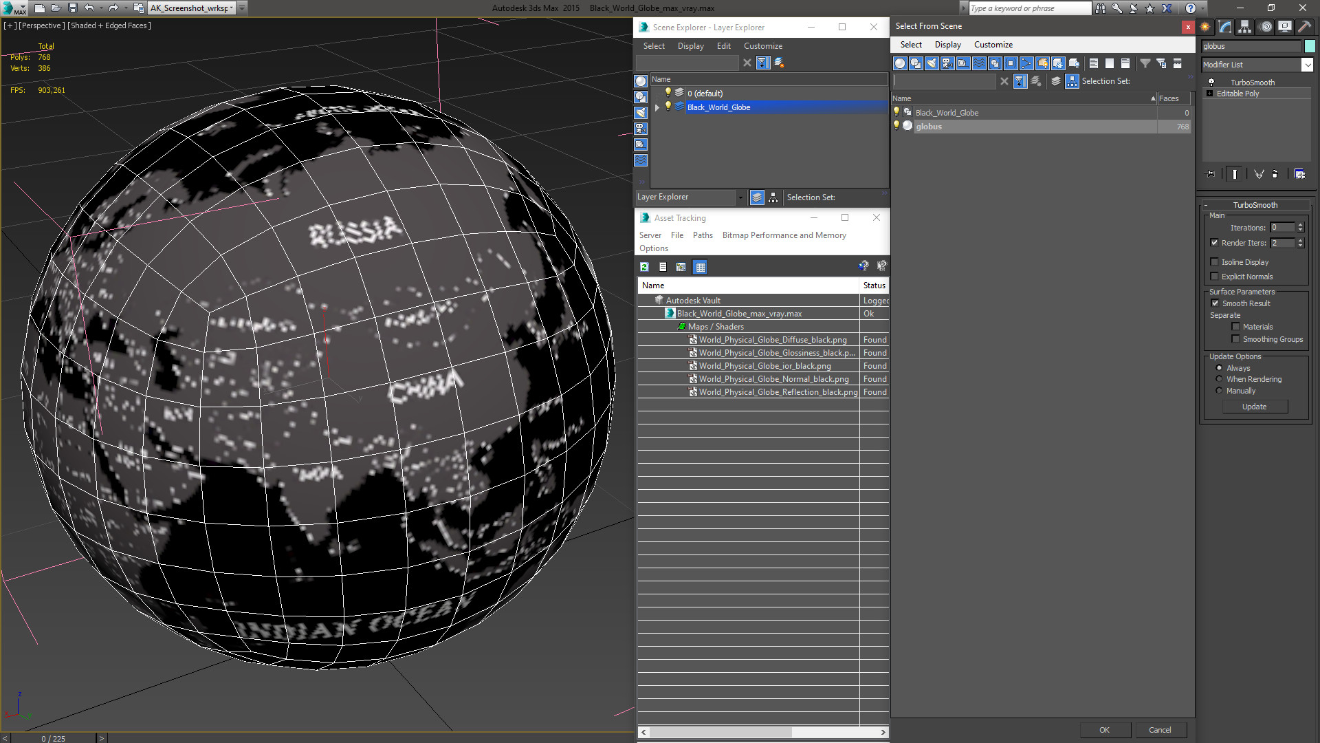 Black World Globe 3D