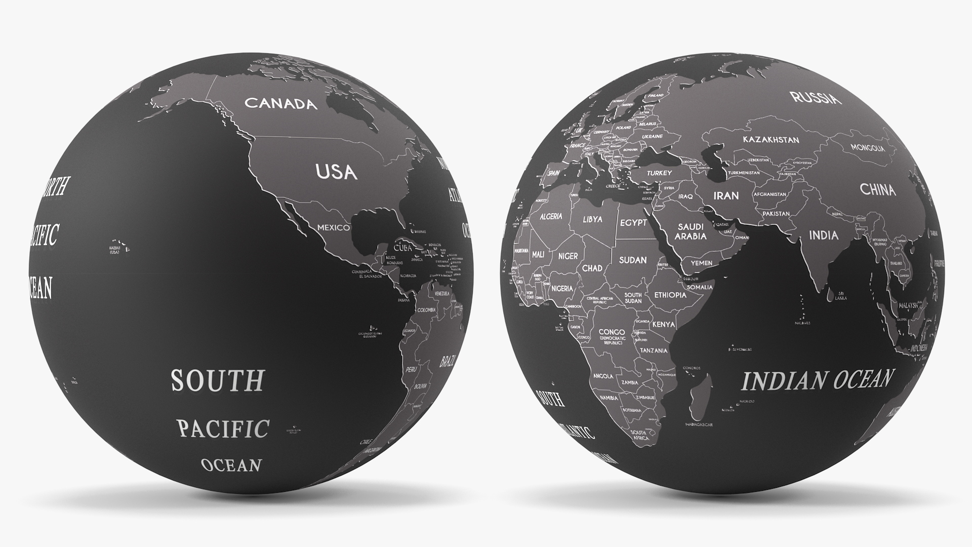 Black World Globe 3D