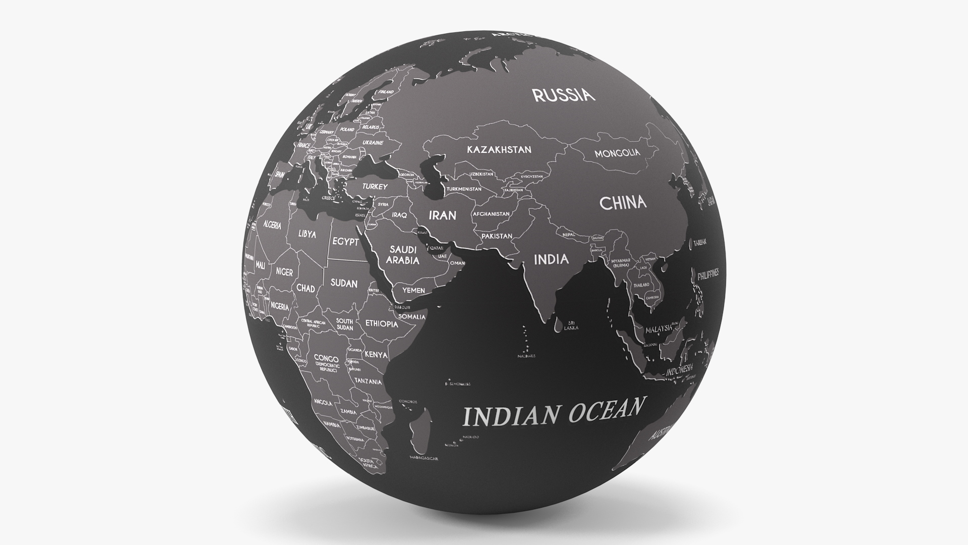 Black World Globe 3D