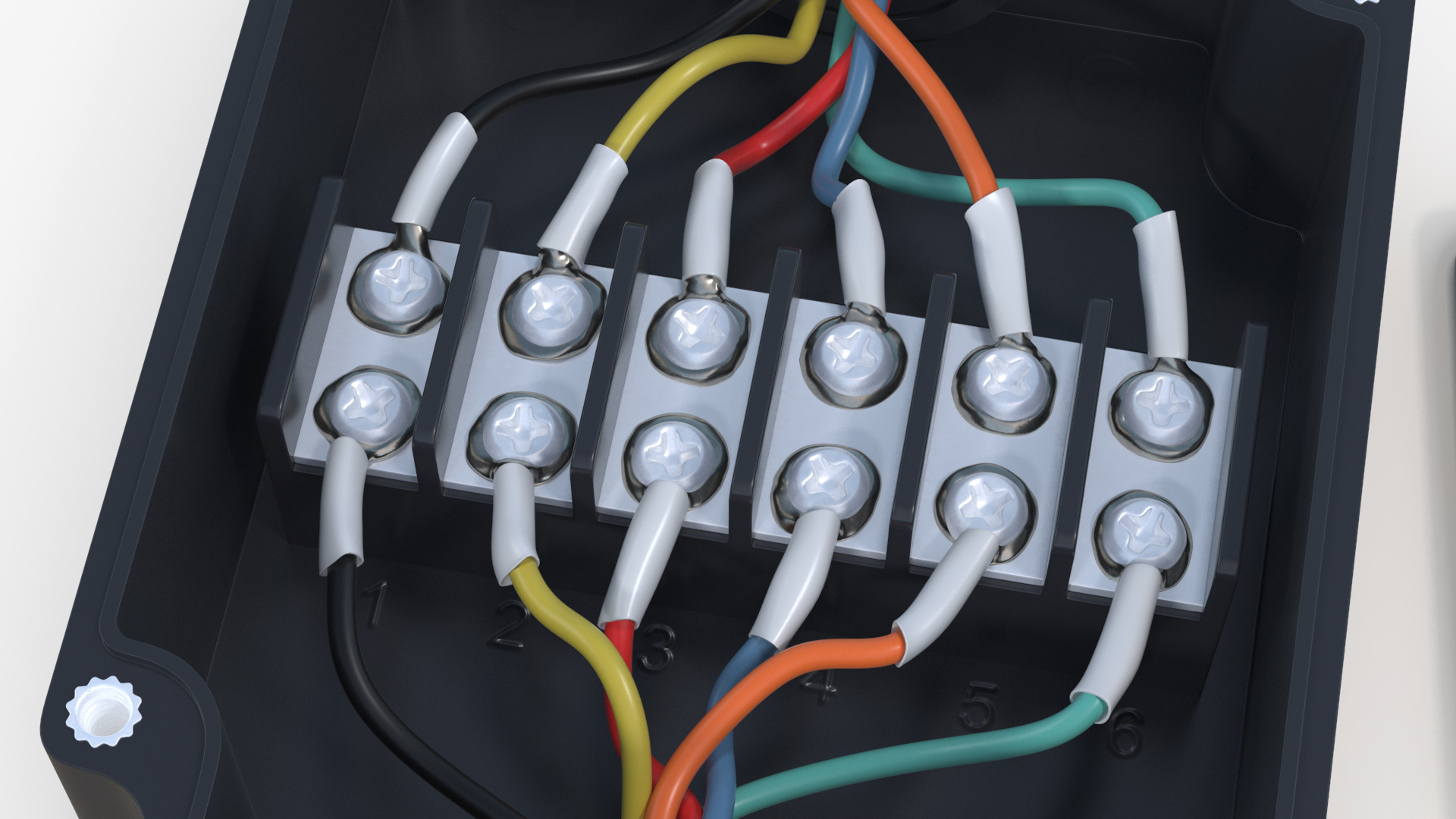 3D Black Junction Box with 2 Wires