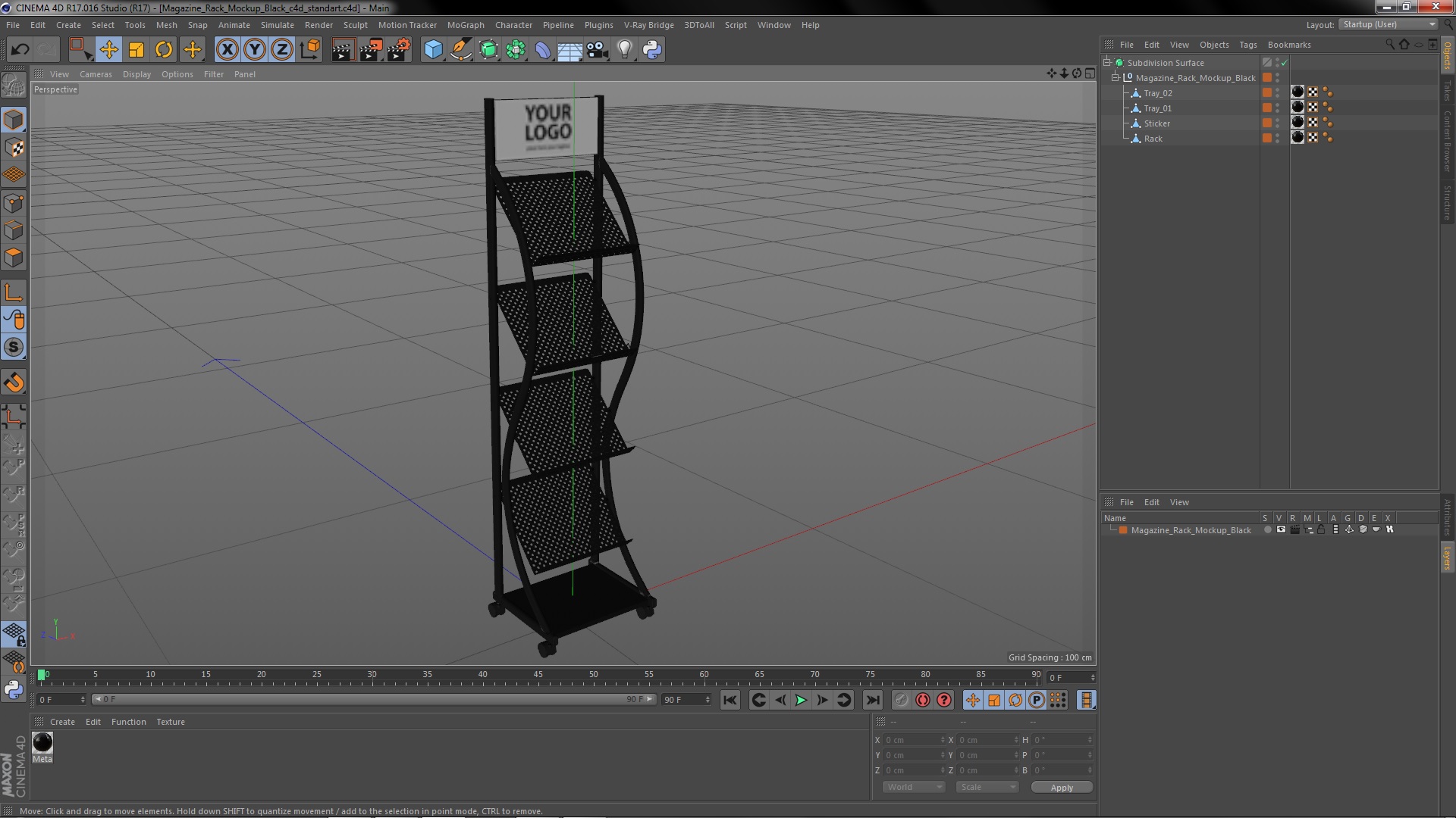 3D Magazine Rack Mockup Black