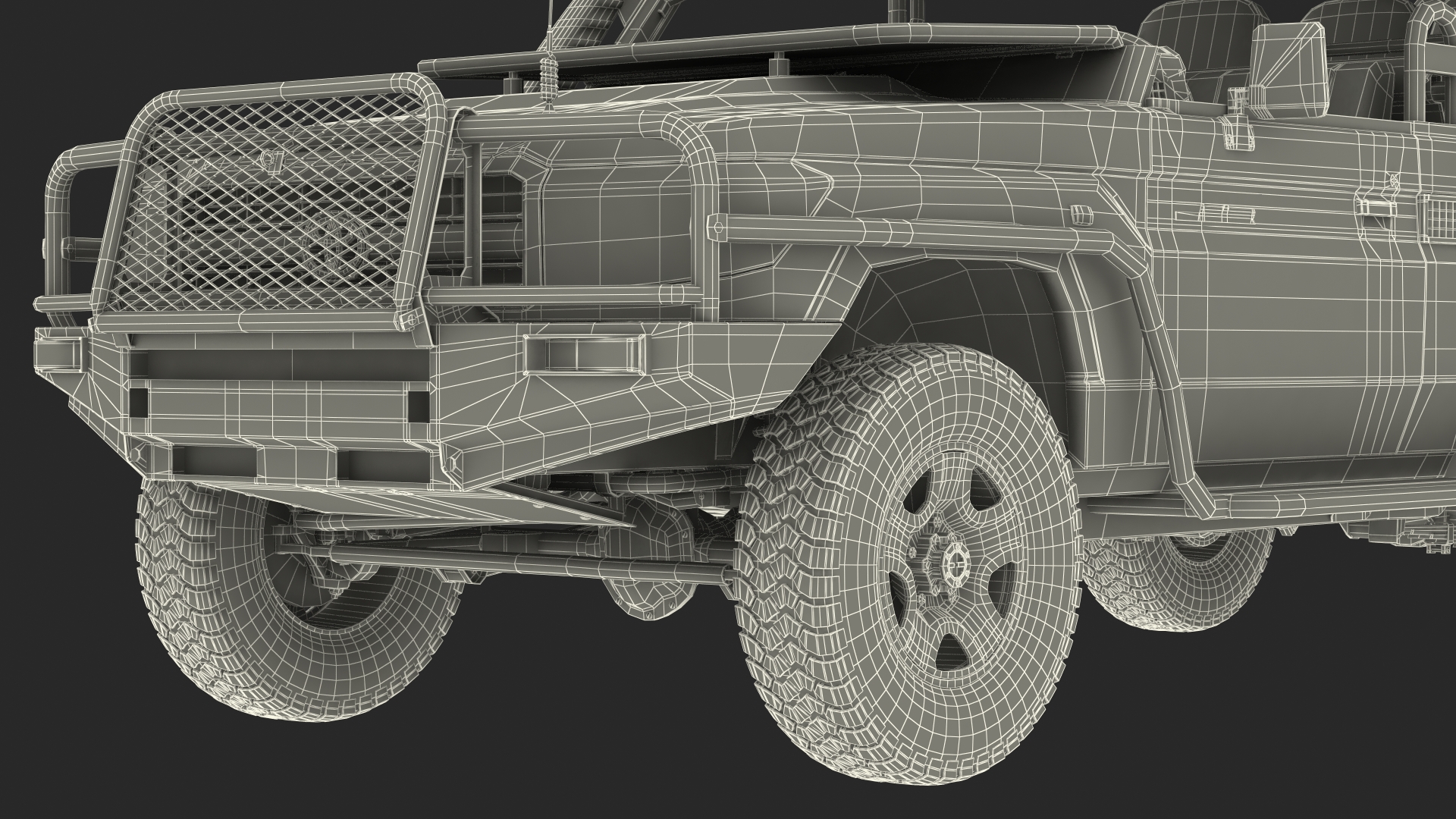 3D Toyota Land Cruiser Safari Open Sided Green Dirty Rigged