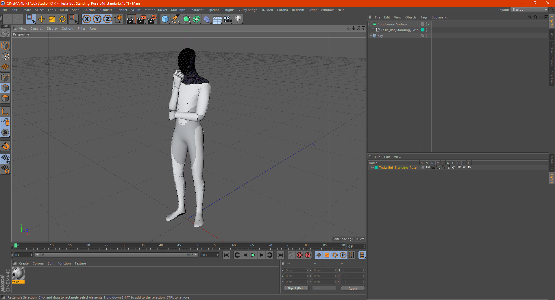 3D Tesla Bot Standing Pose model