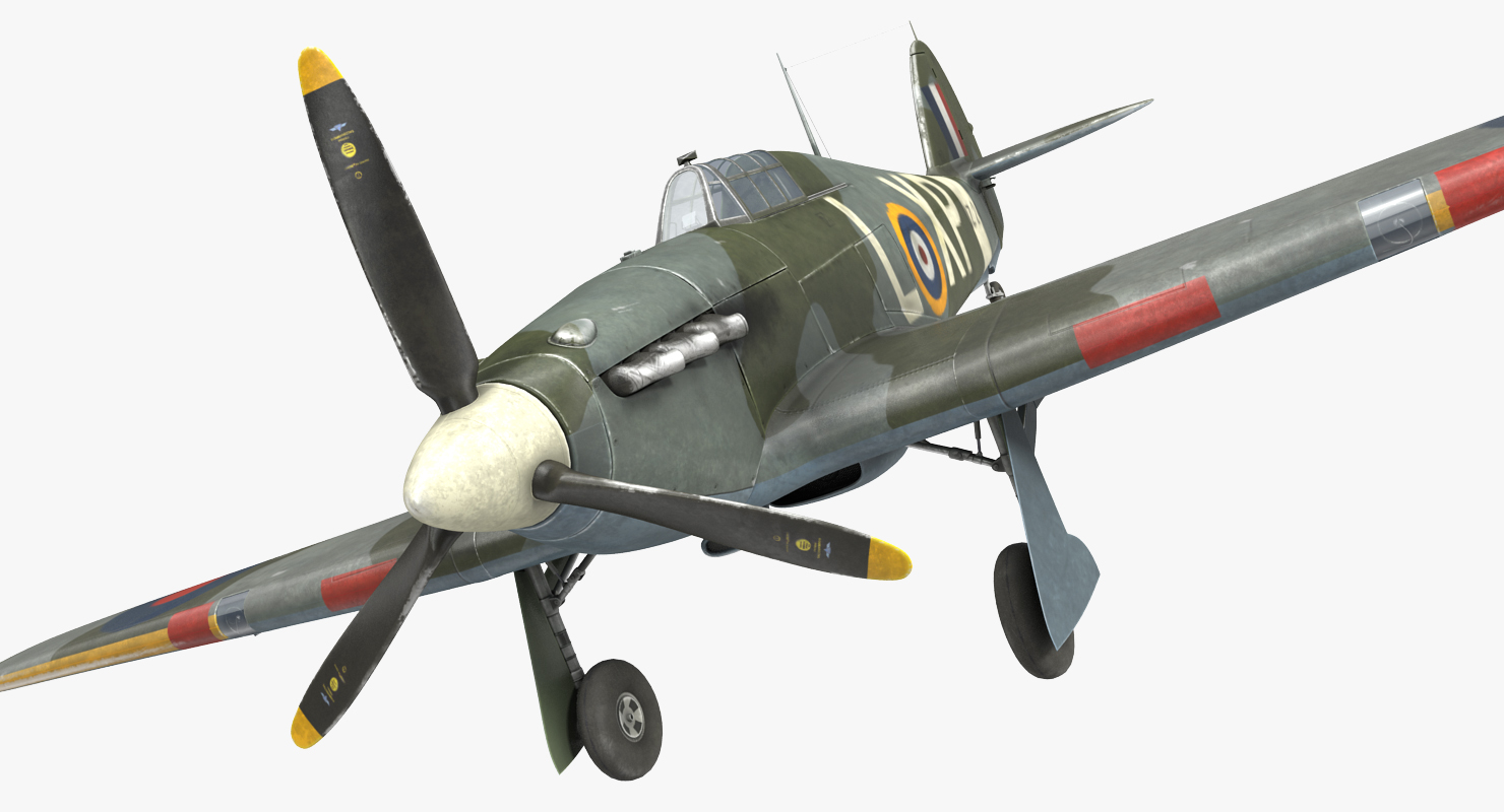 3D Hawker Hurricane Weathered Rigged model