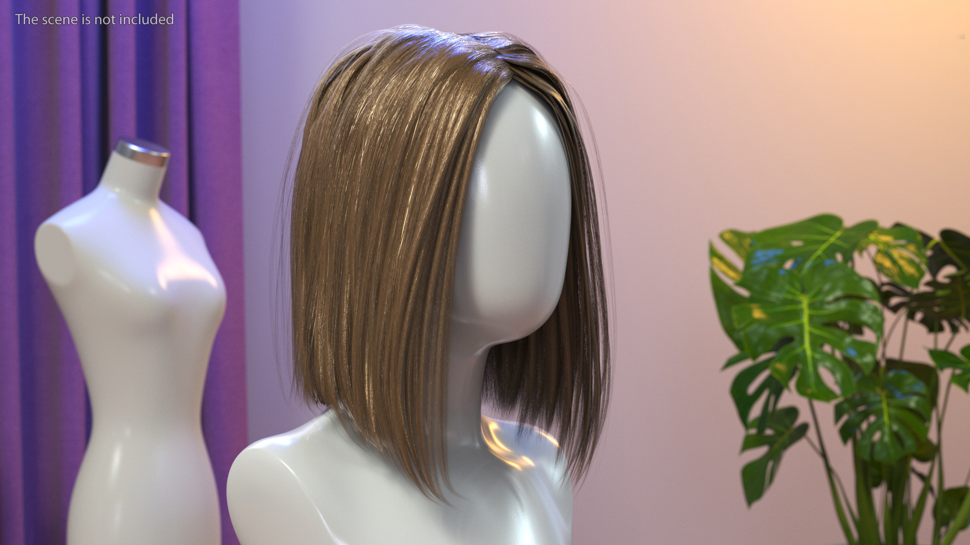 3D model Medium Bob Hairstyle Wig Brown