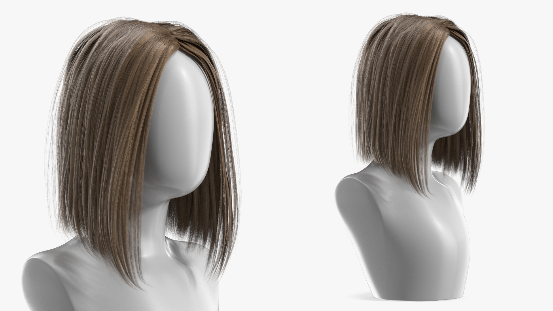 3D model Medium Bob Hairstyle Wig Brown