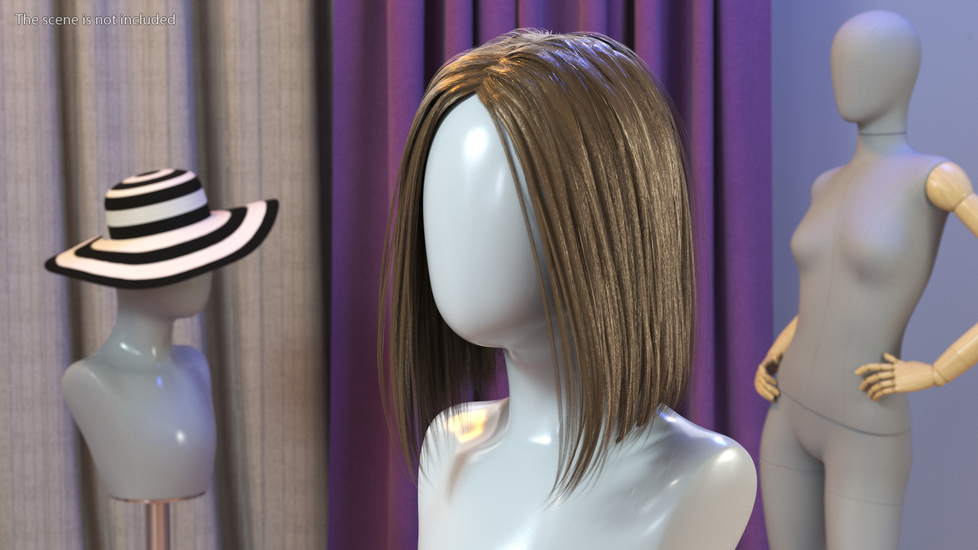 3D model Medium Bob Hairstyle Wig Brown