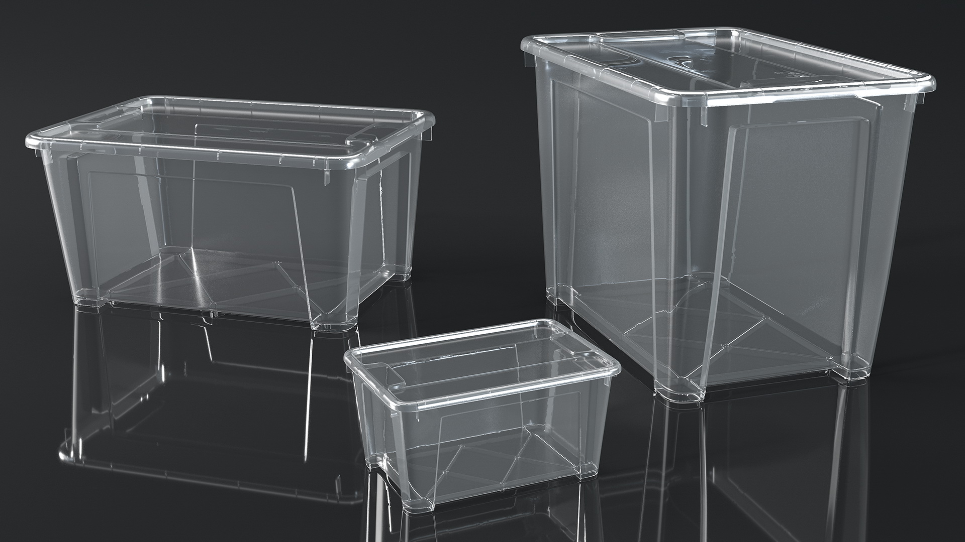 Transparent Plastic Containers with Lids Set 3D model