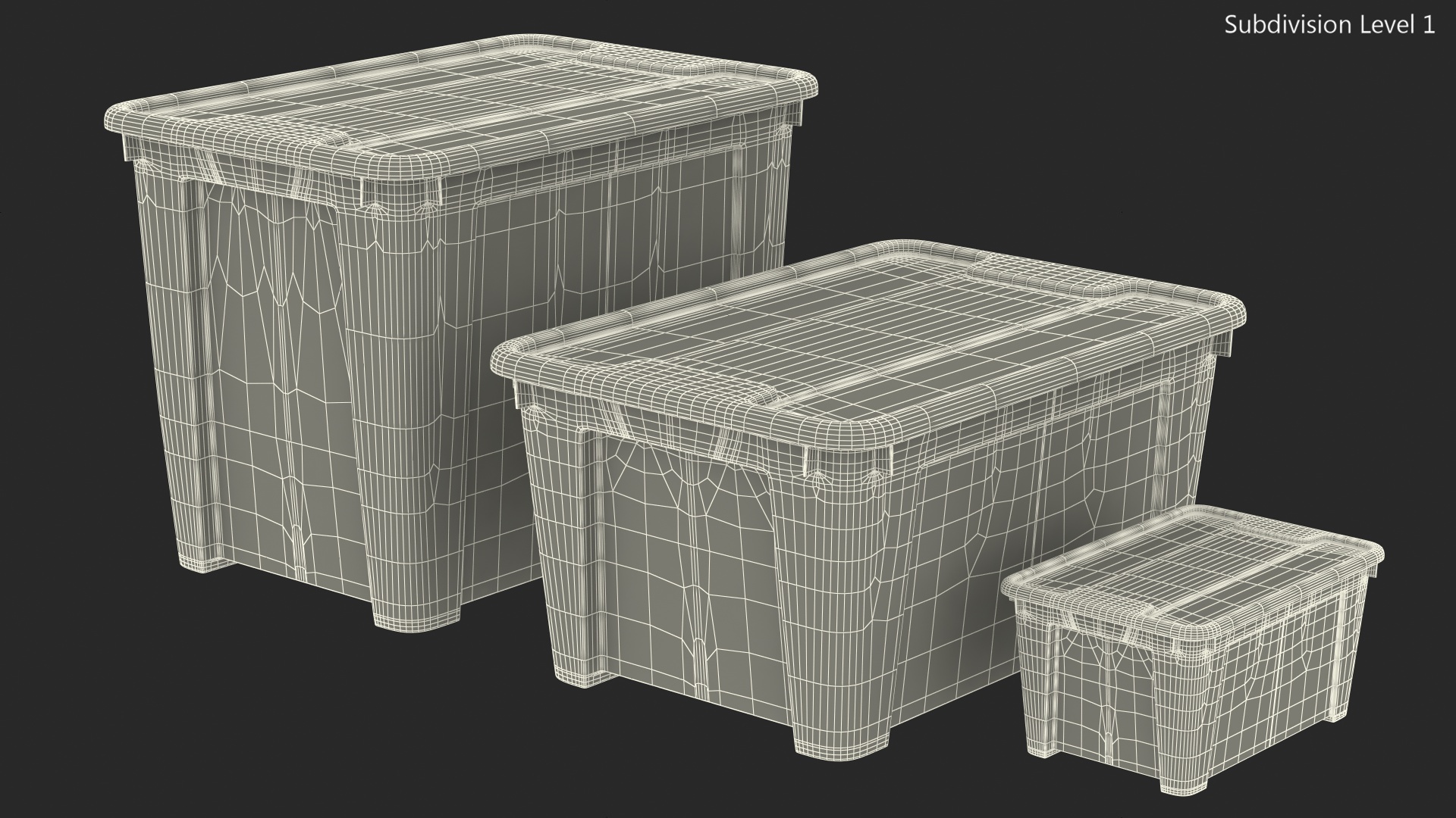 Transparent Plastic Containers with Lids Set 3D model