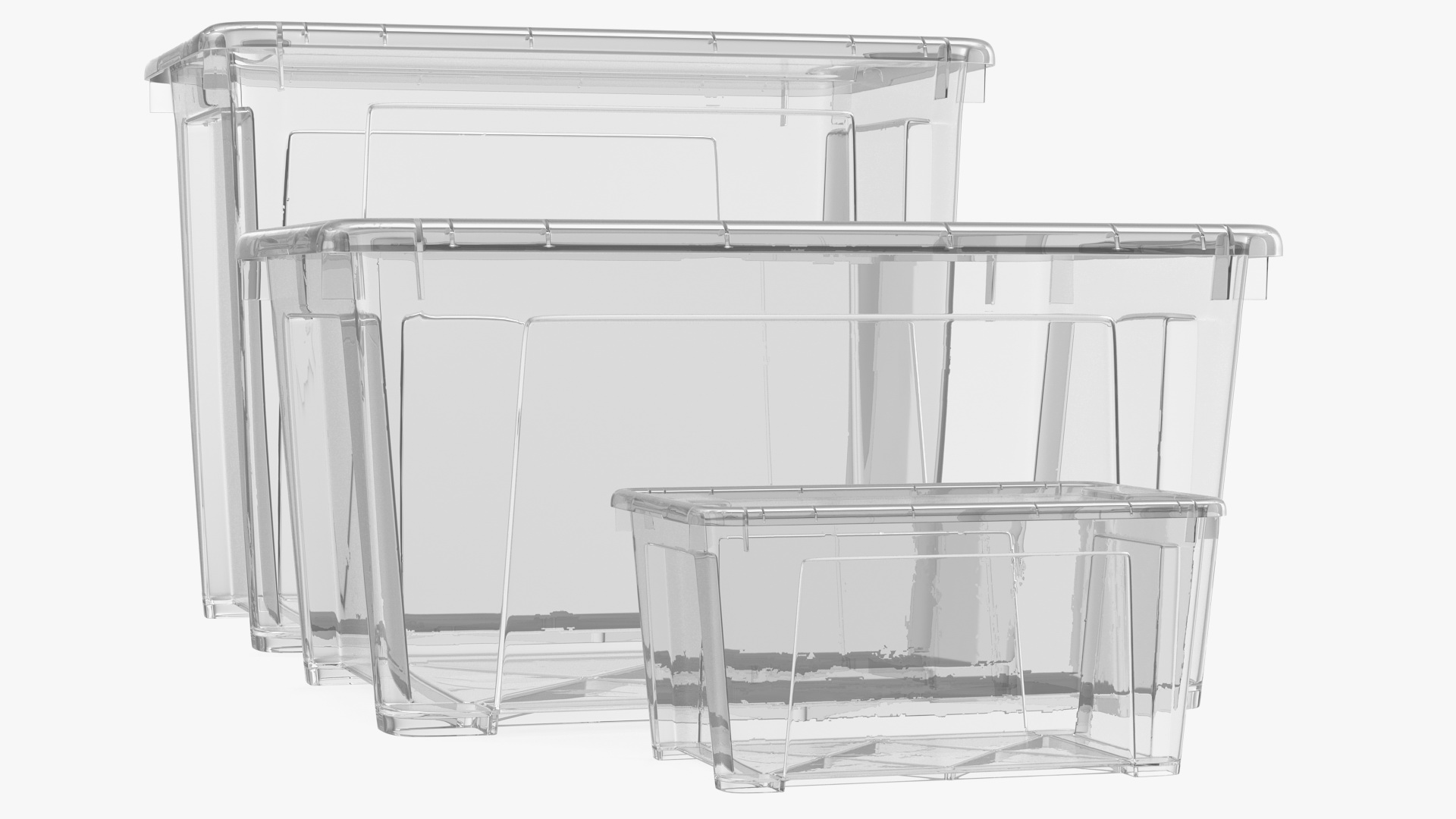 Transparent Plastic Containers with Lids Set 3D model