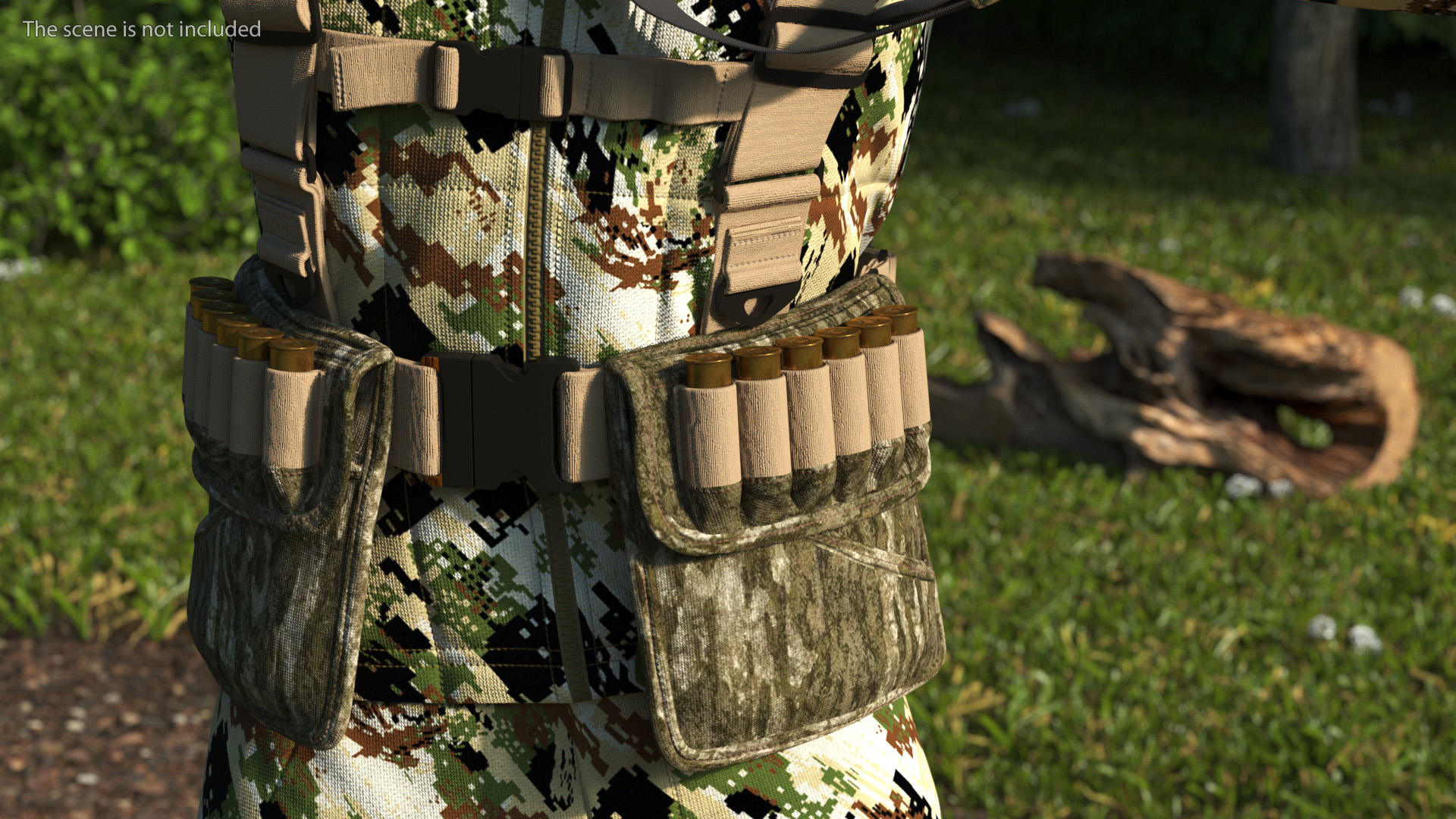 Modern Hunter in Forest Camo Fur Rigged 3D model