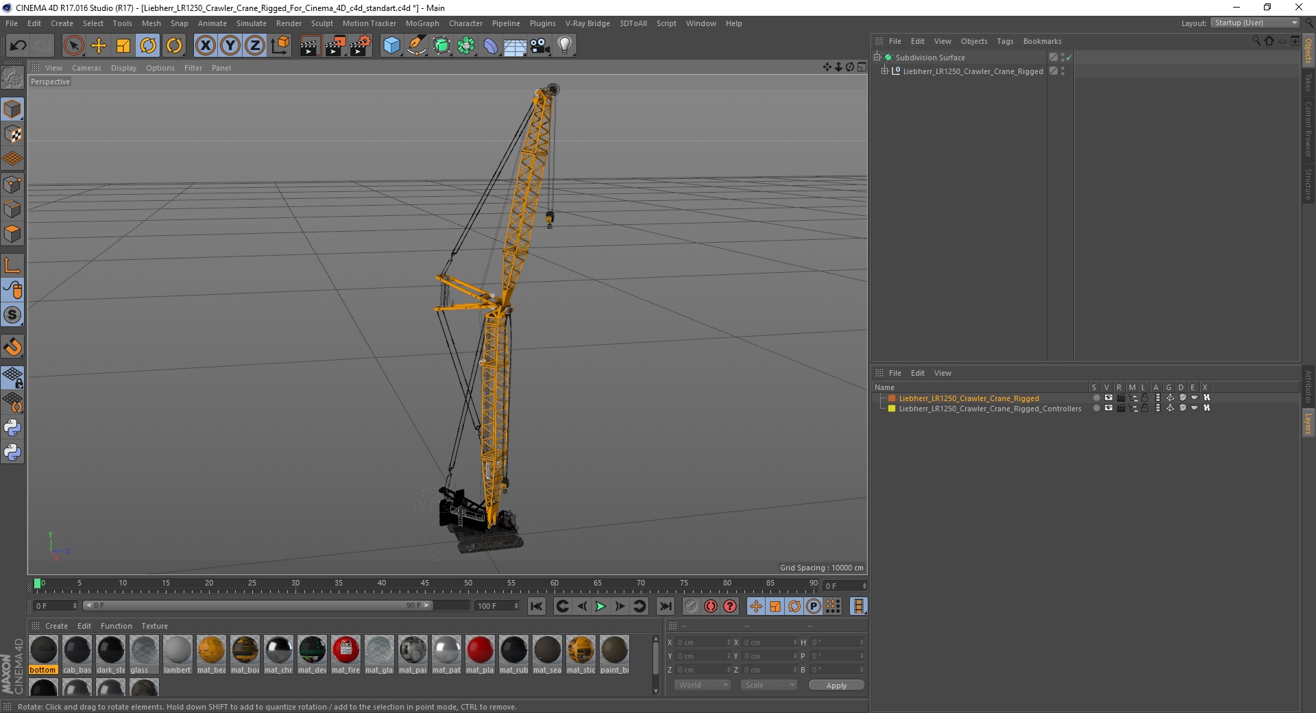 3D model Liebherr LR1250 Crawler Crane Rigged for Cinema 4D