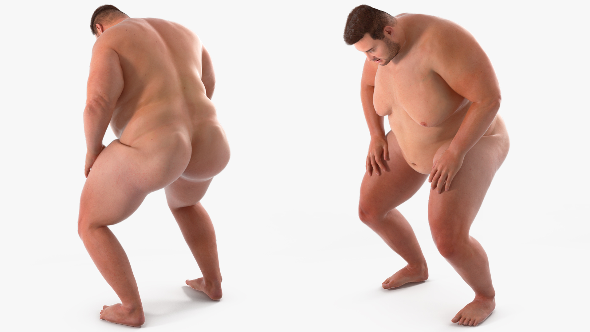 Naked Fat Man Fur Rigged 3D model