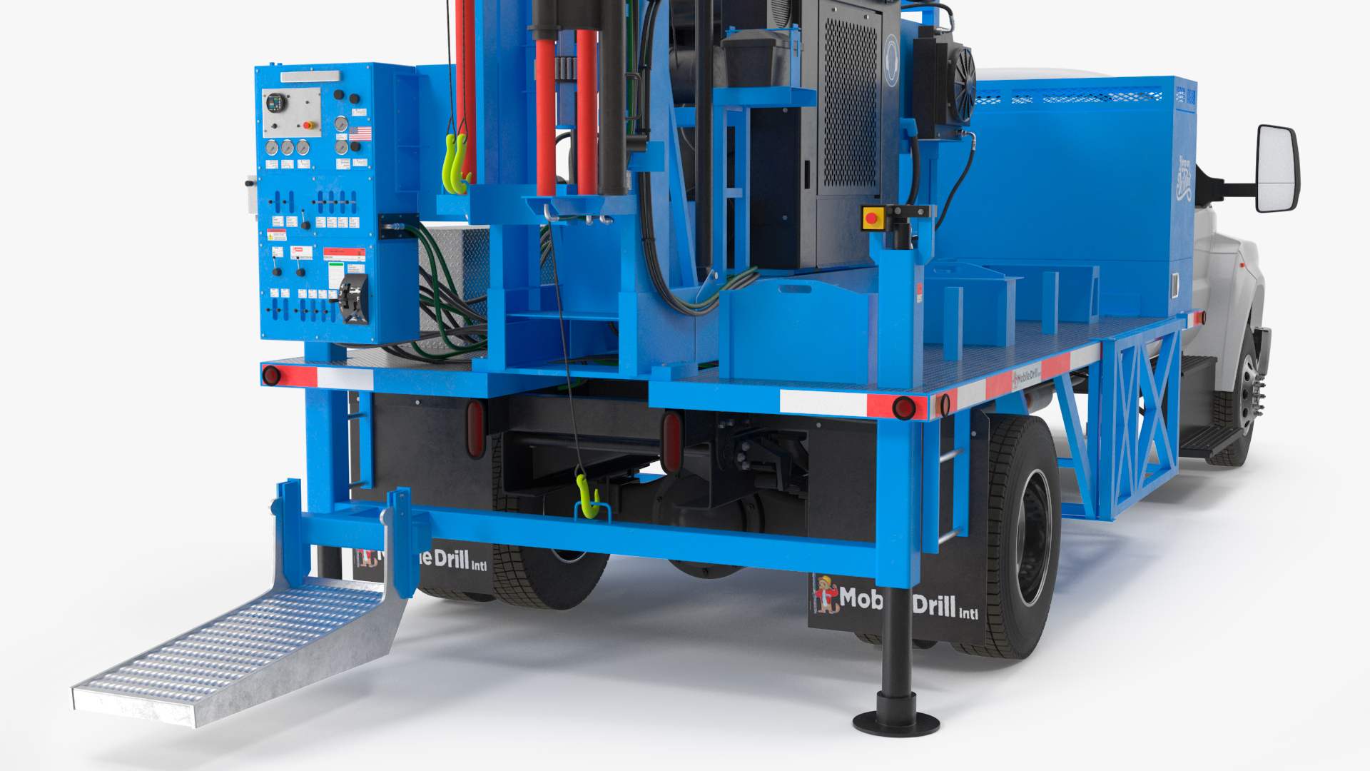 Mobile B-51 Drill Rig Truck Blue Rigged 3D model