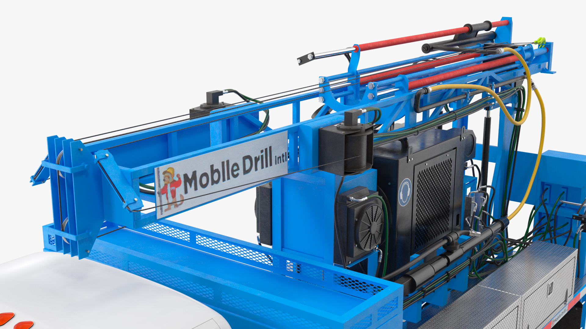 Mobile B-51 Drill Rig Truck Blue Rigged 3D model