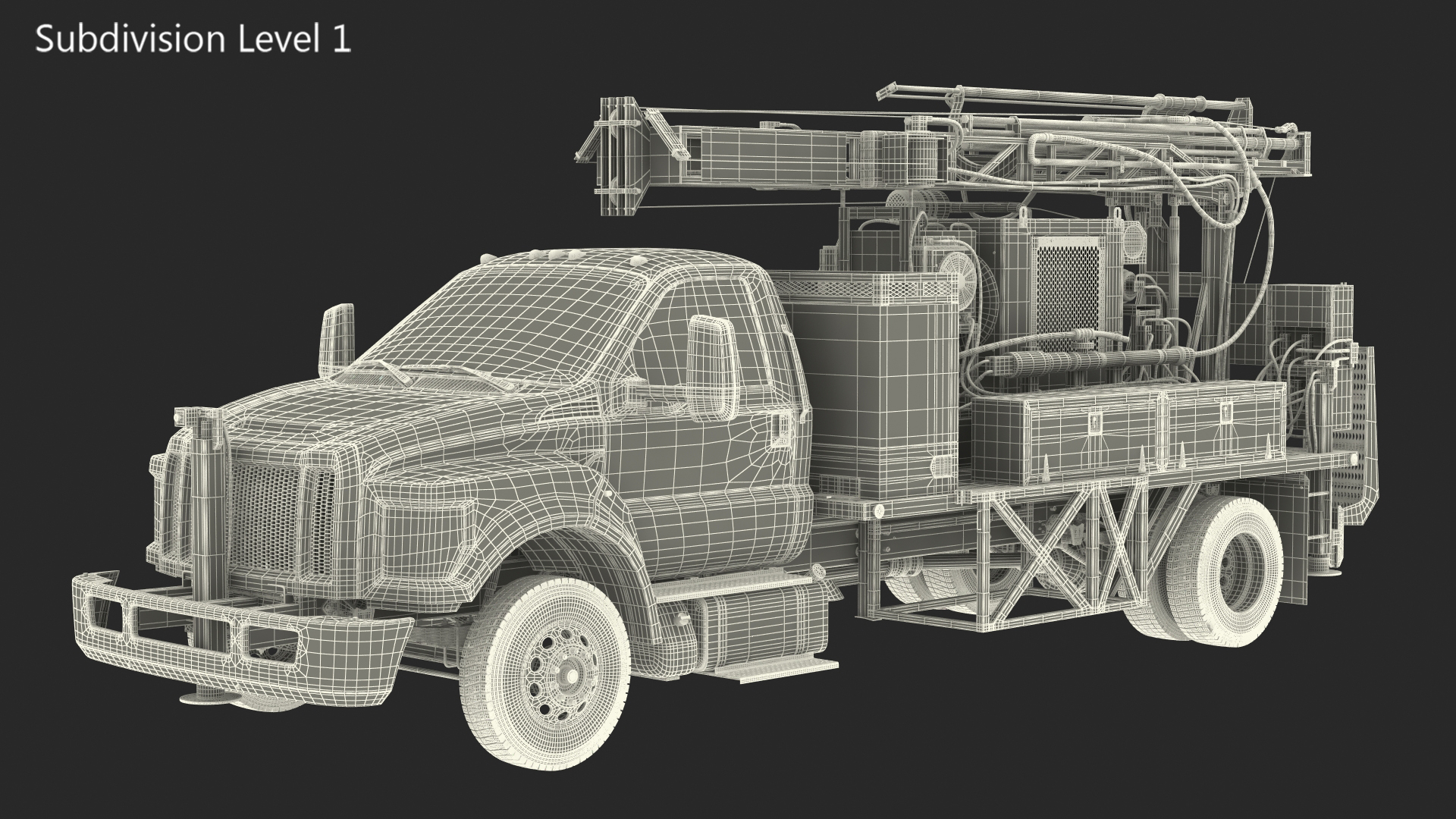 Mobile B-51 Drill Rig Truck Blue Rigged 3D model