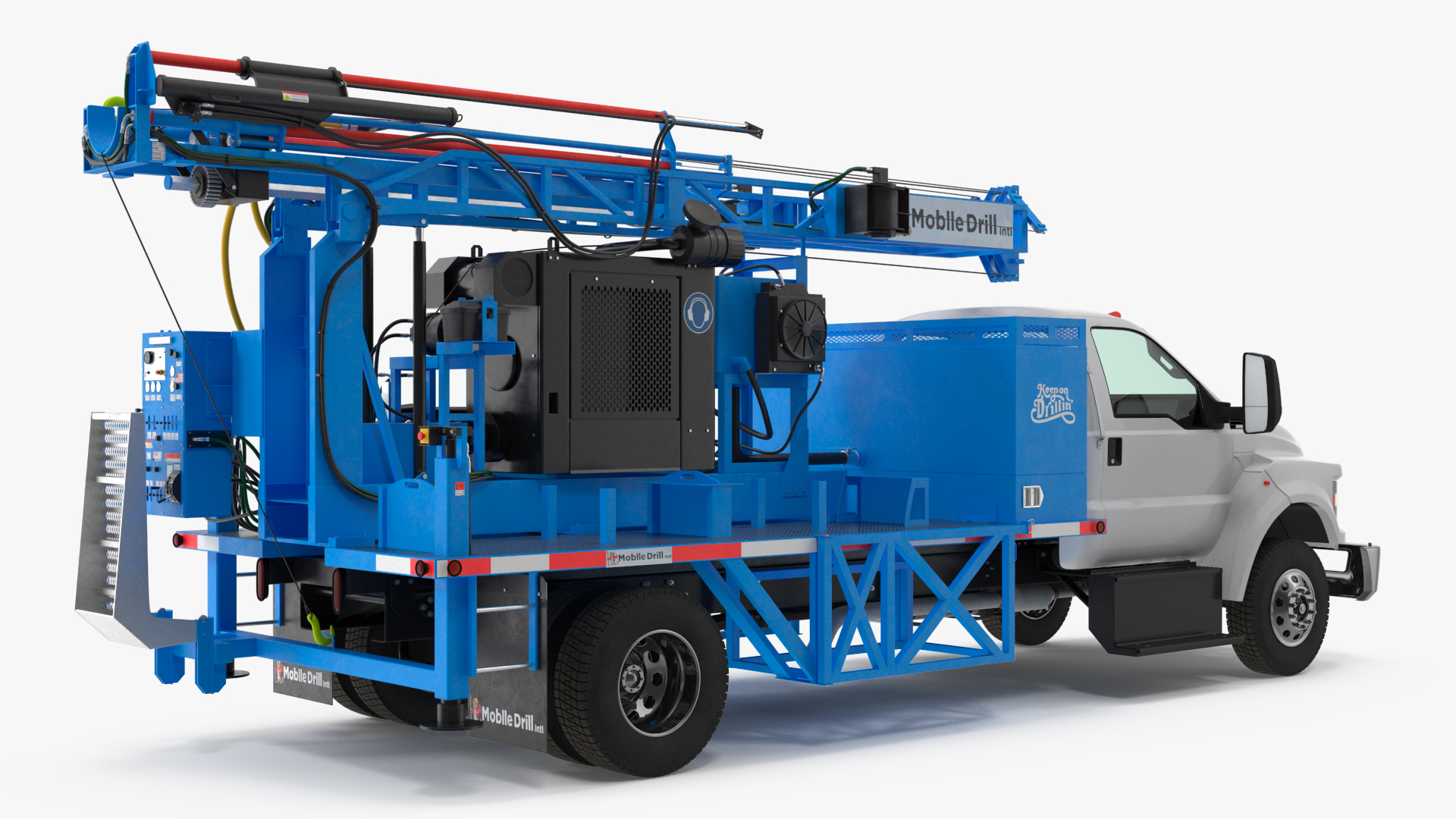 Mobile B-51 Drill Rig Truck Blue Rigged 3D model