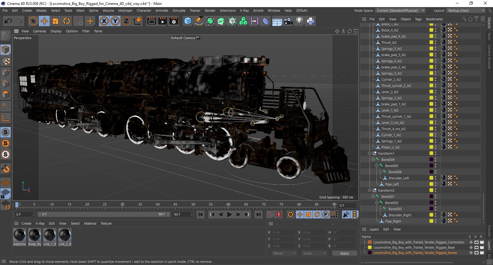 Locomotive Big Boy Rigged for Cinema 4D 3D model