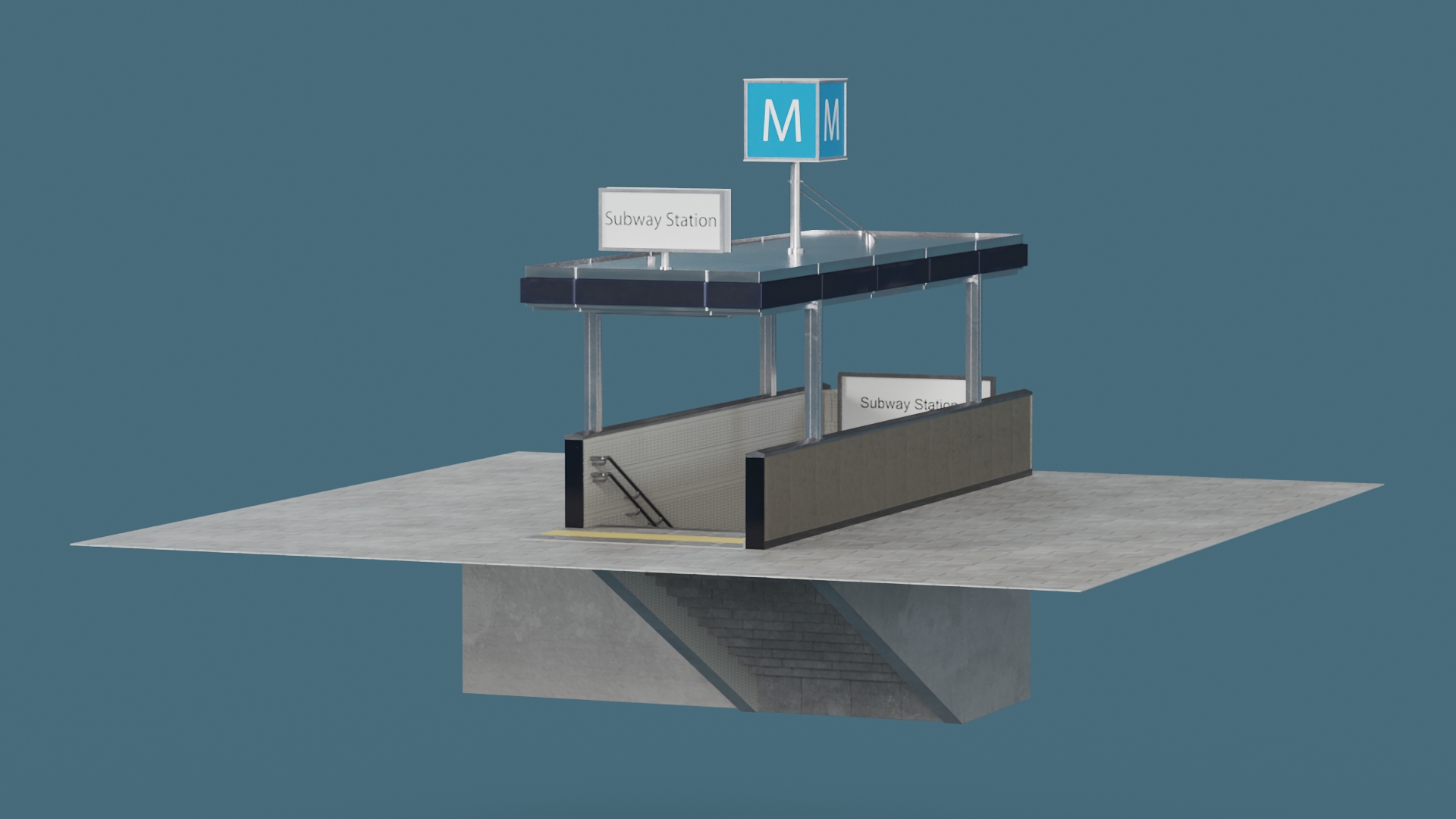 Modern Subway Entry 3D model