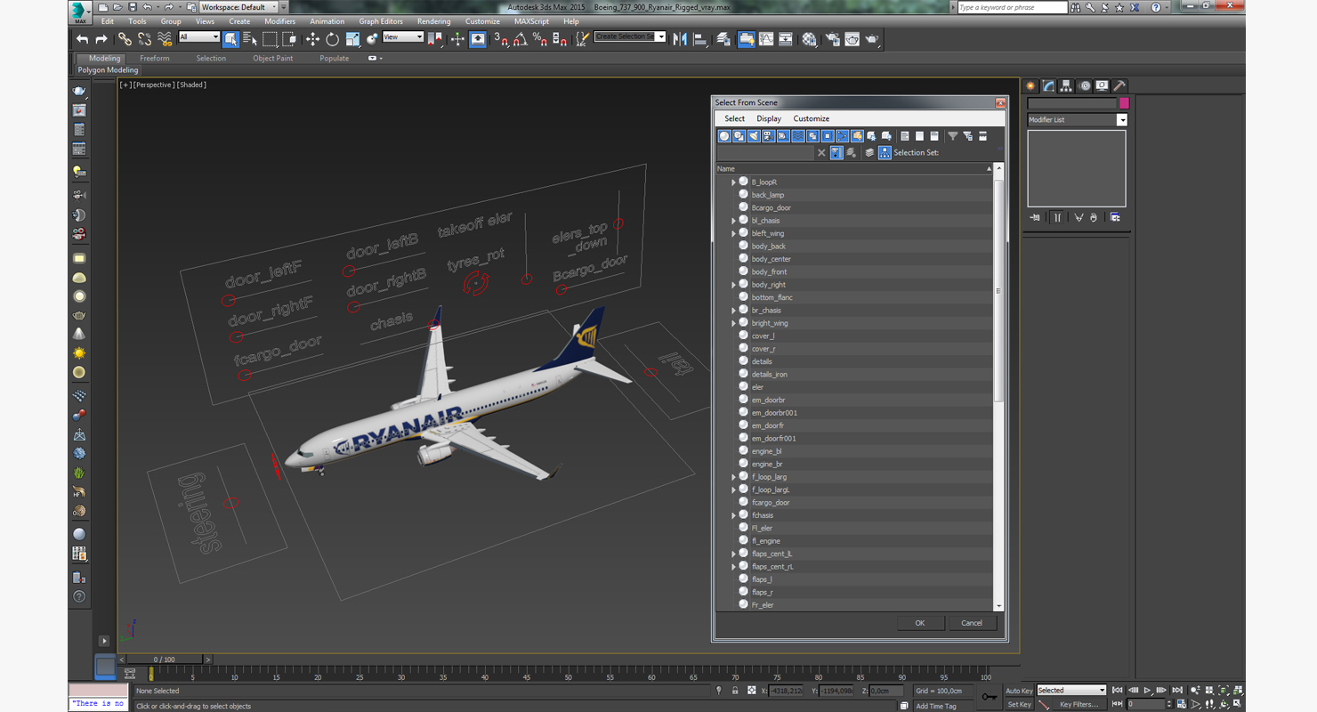 Boeing 737 900 Ryanair Rigged 3D model