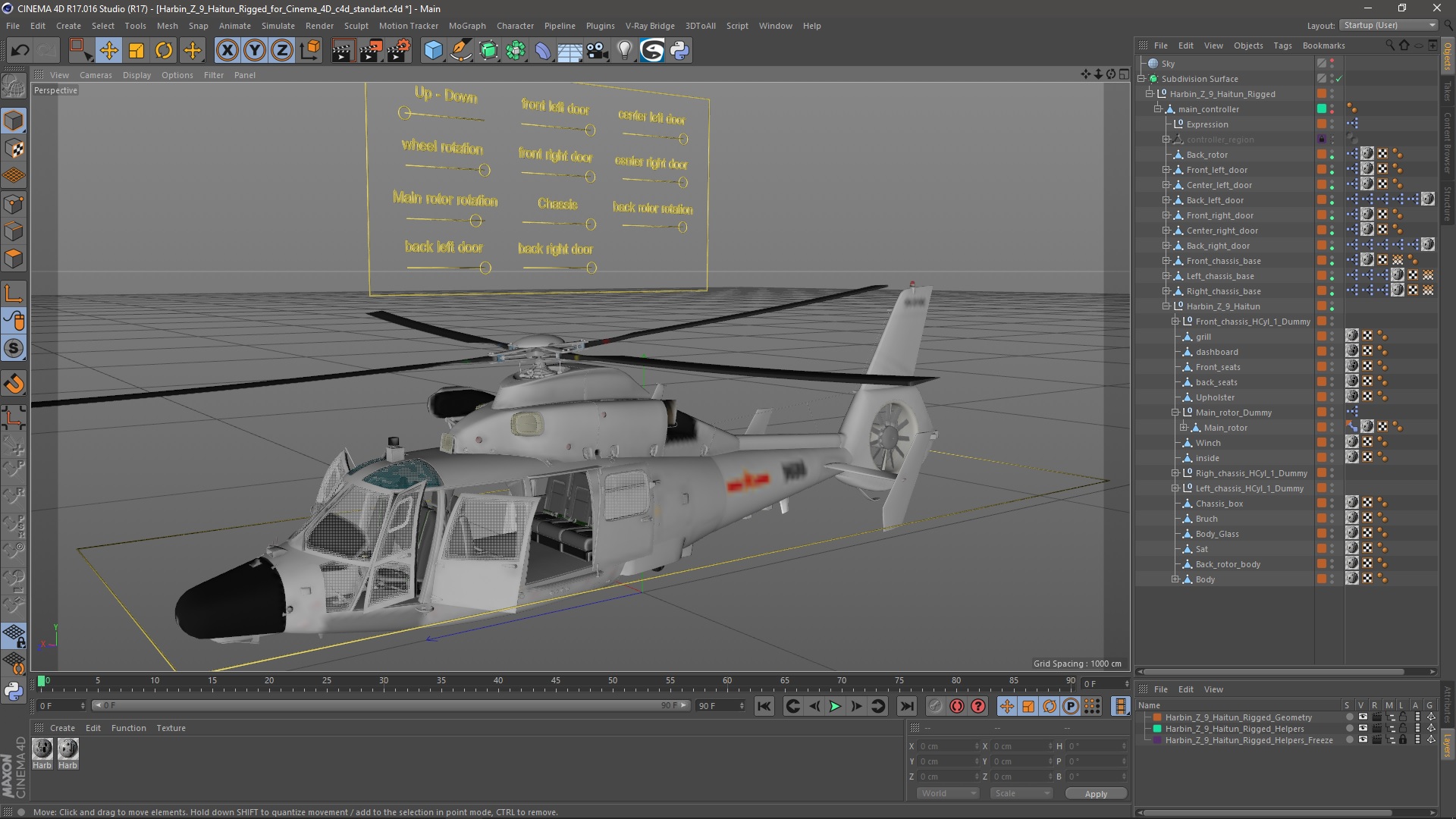 3D Harbin Z-9 Haitun Rigged for Cinema 4D model