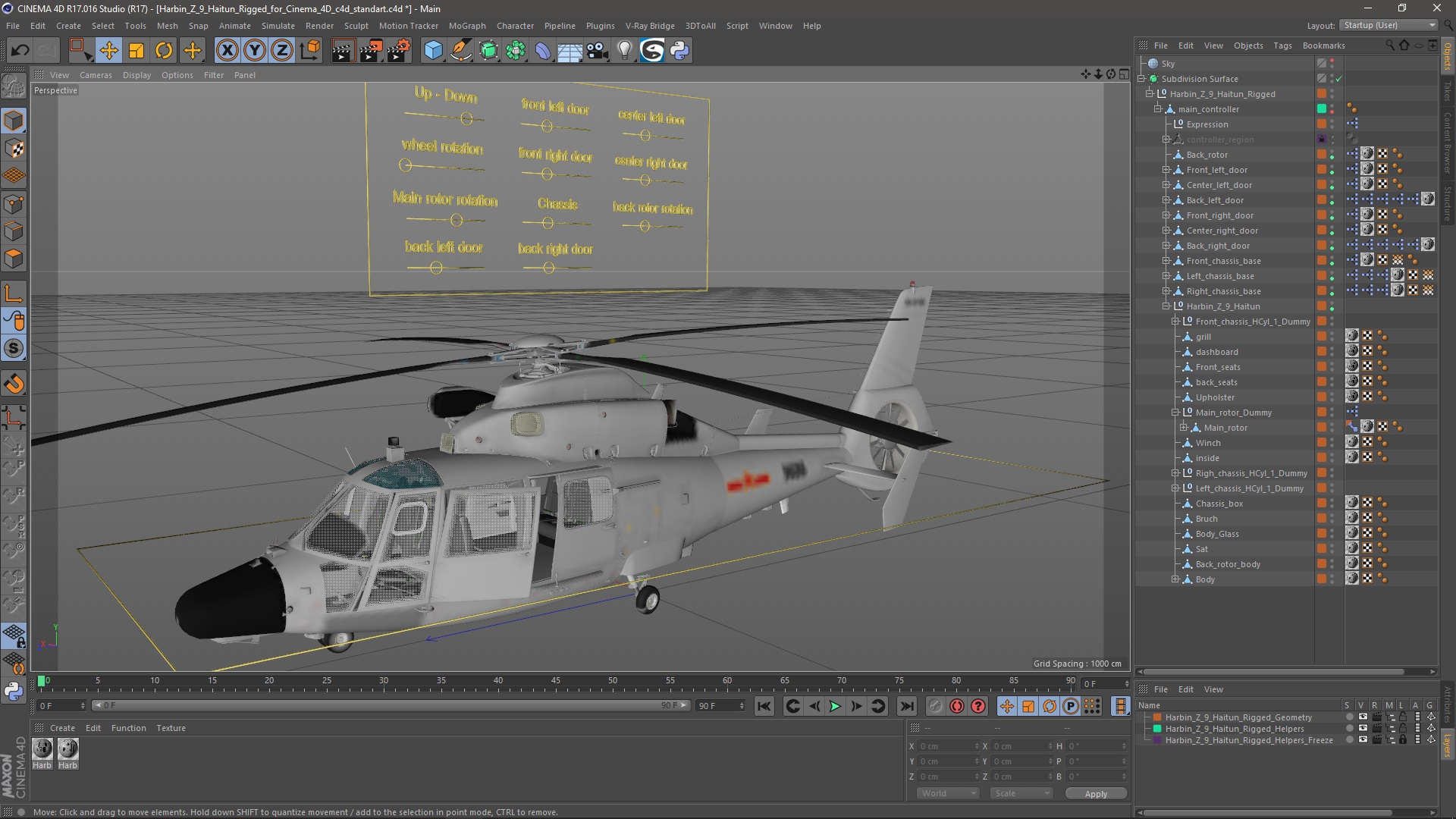 3D Harbin Z-9 Haitun Rigged for Cinema 4D model