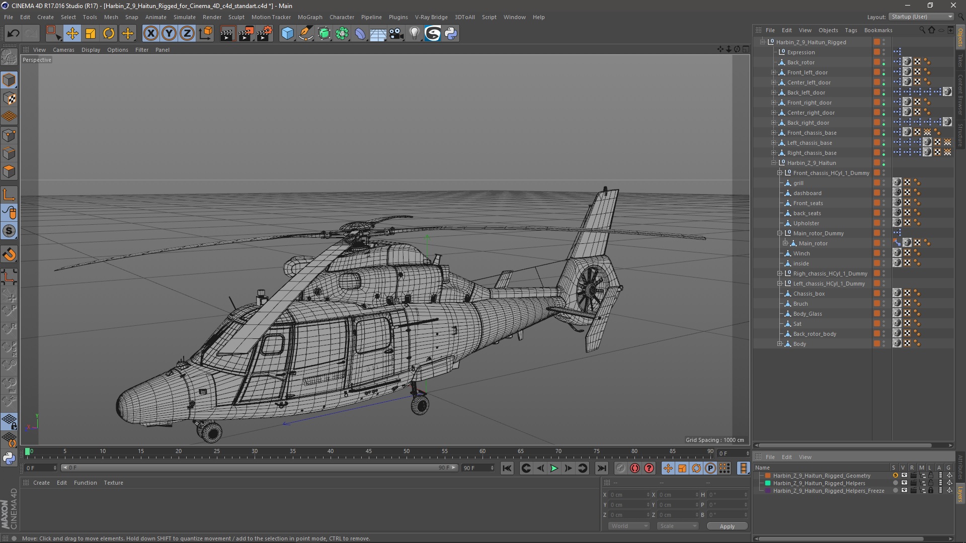 3D Harbin Z-9 Haitun Rigged for Cinema 4D model