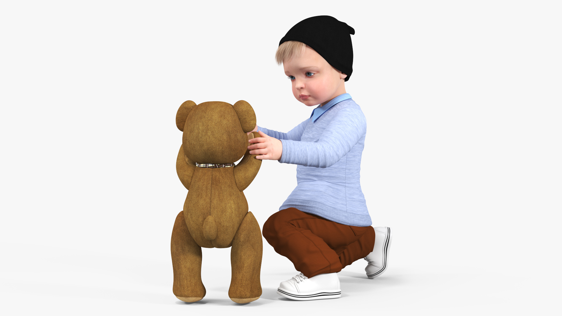 3D Kid and Stuffed Teddy Bear