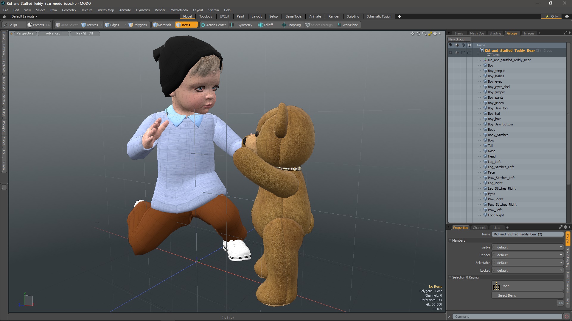 3D Kid and Stuffed Teddy Bear