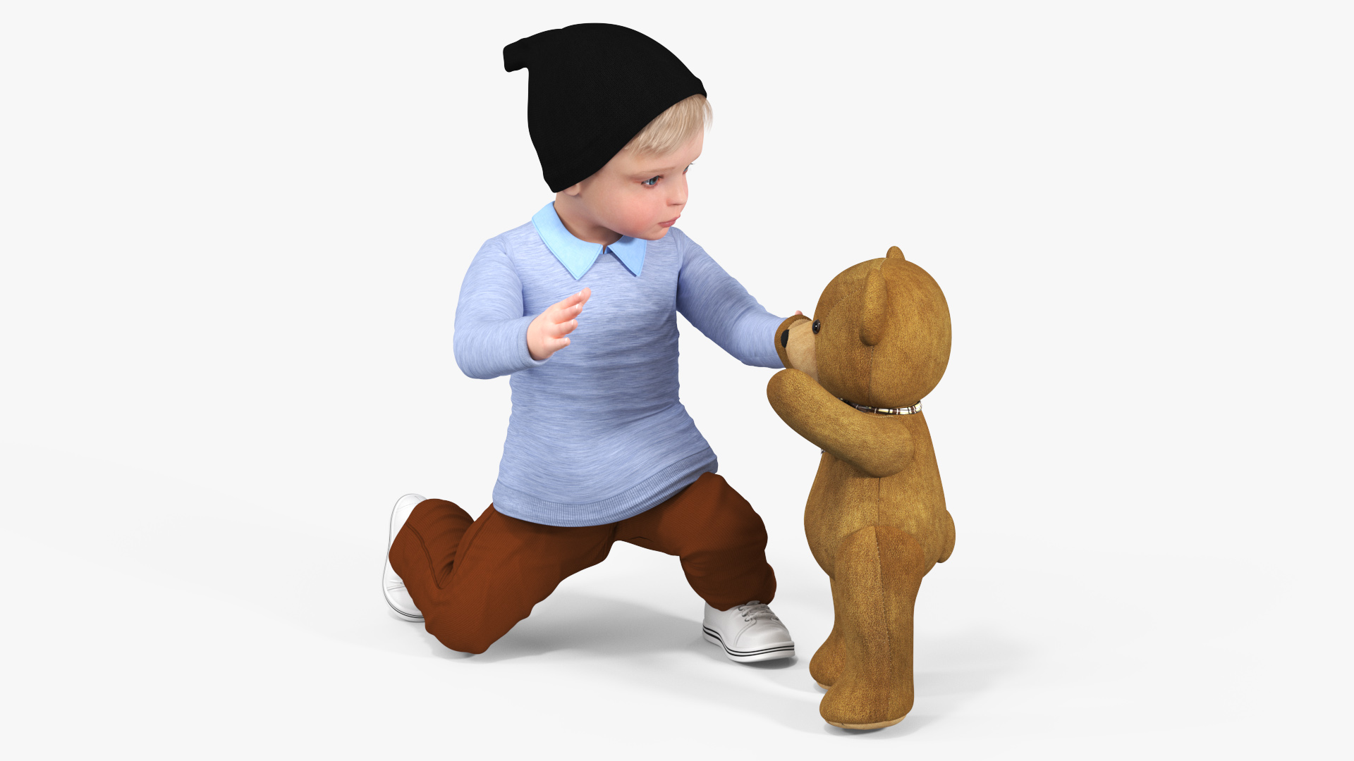 3D Kid and Stuffed Teddy Bear