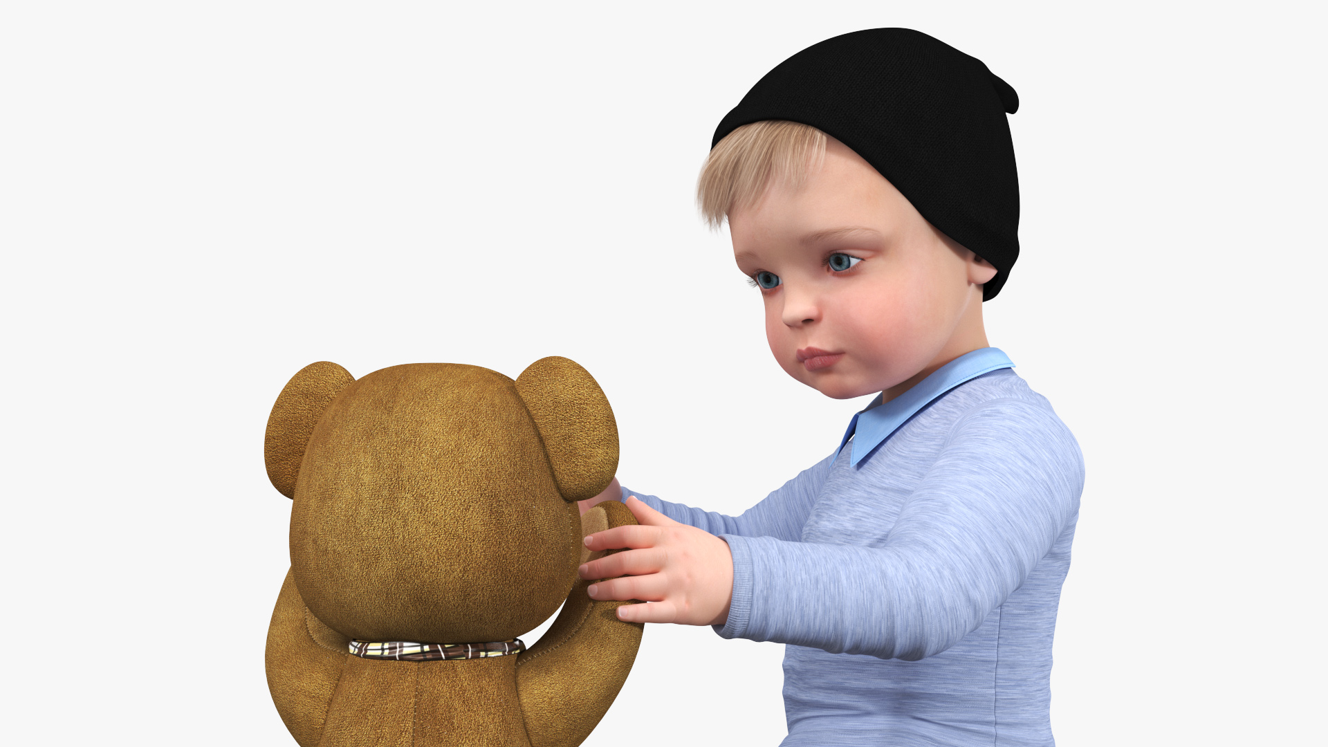 3D Kid and Stuffed Teddy Bear