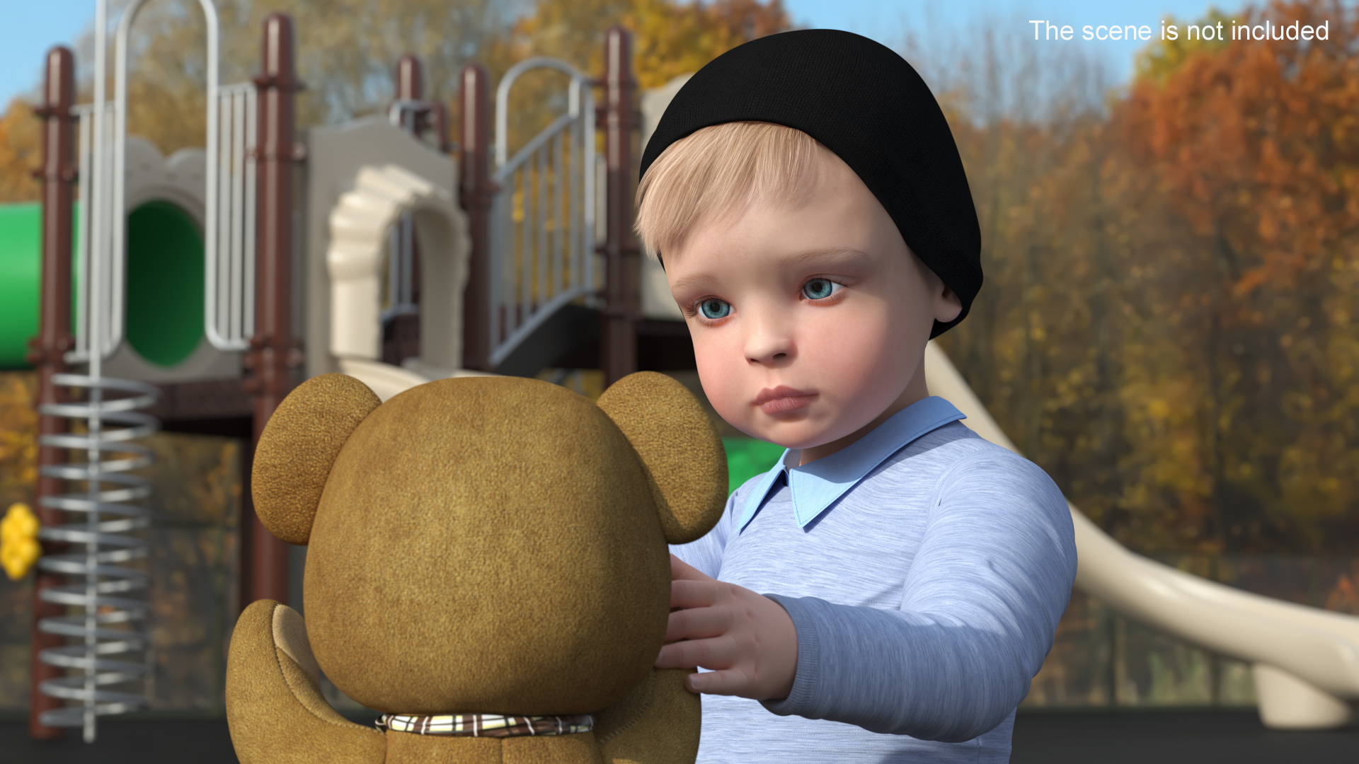 3D Kid and Stuffed Teddy Bear