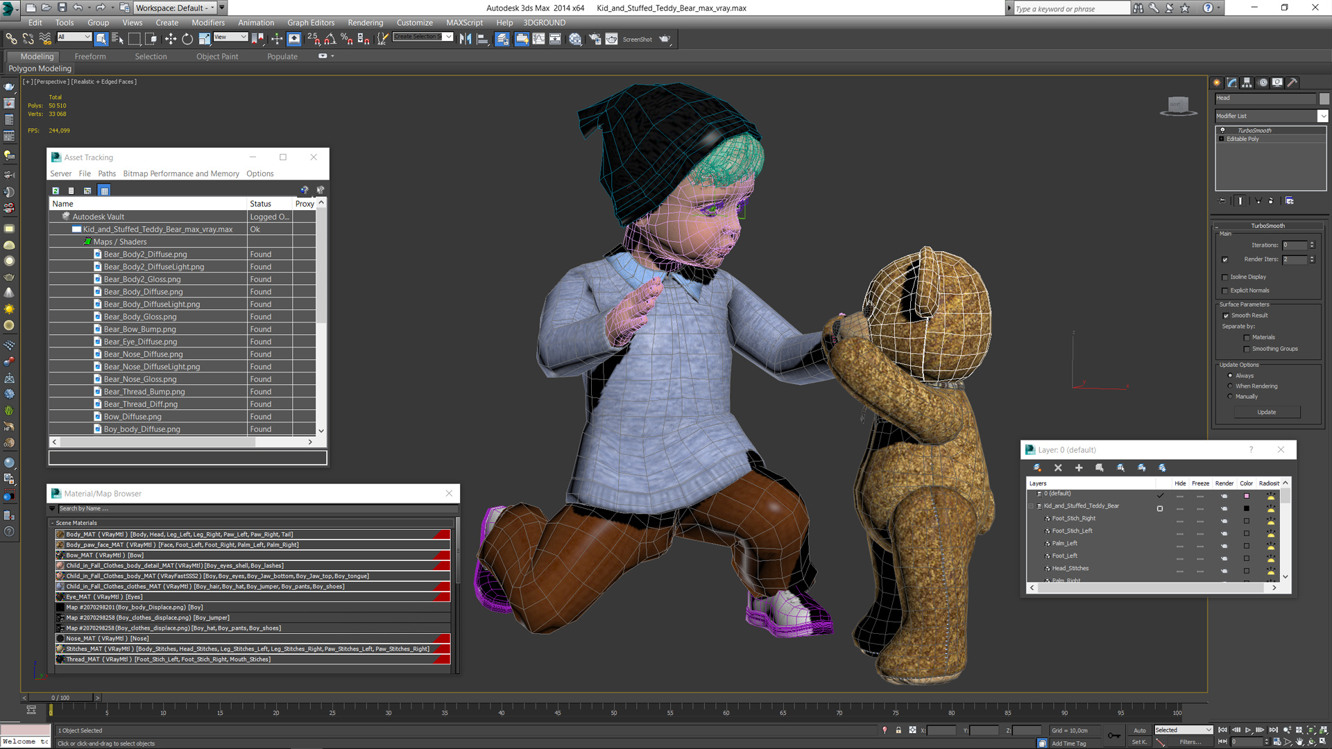 3D Kid and Stuffed Teddy Bear