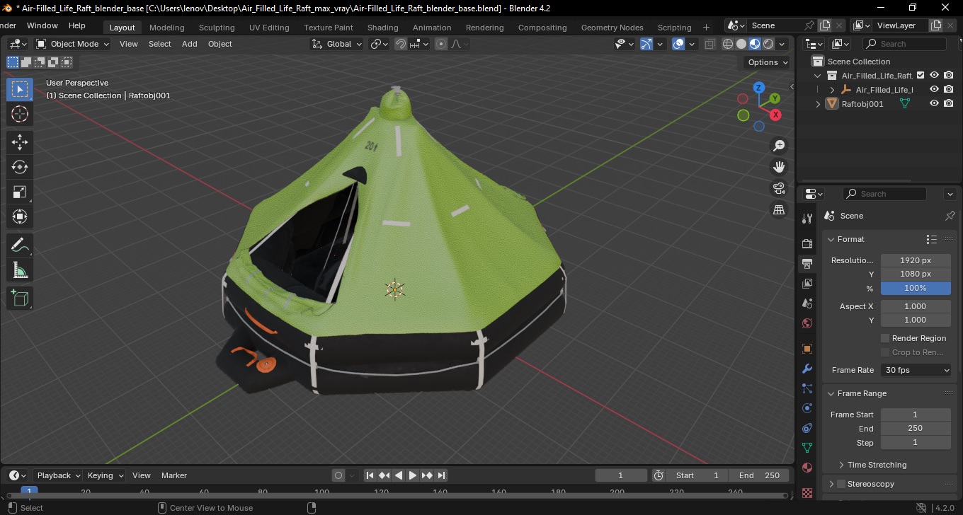 3D model Air-Filled Life Raft