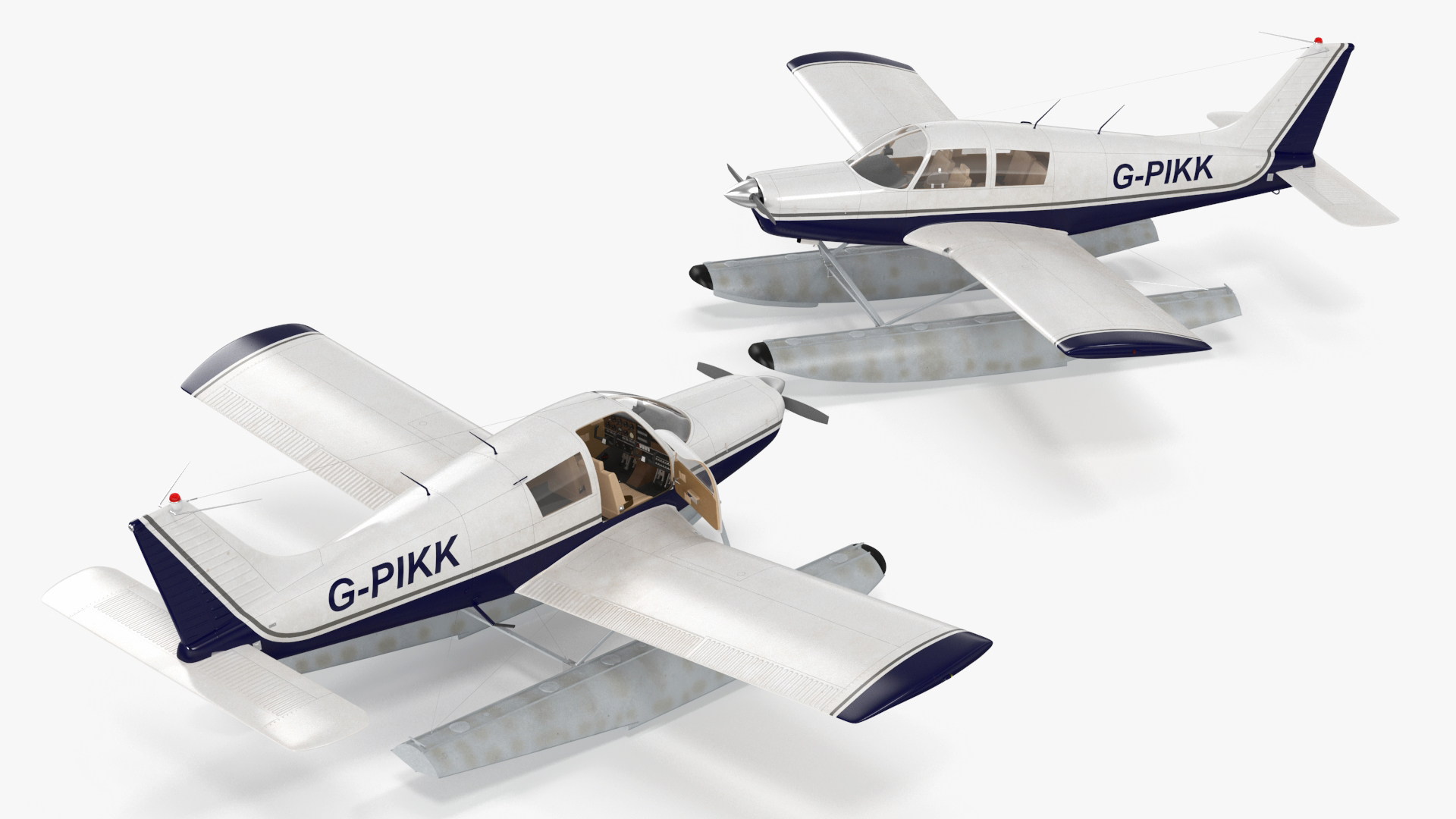 3D Single Engine Seaplane Piper PA-28 Cherokee model