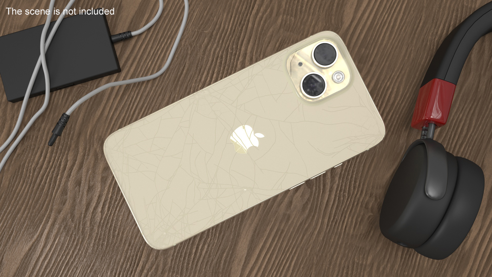 3D model IPhone 15 Plus Golden Cracked Glass