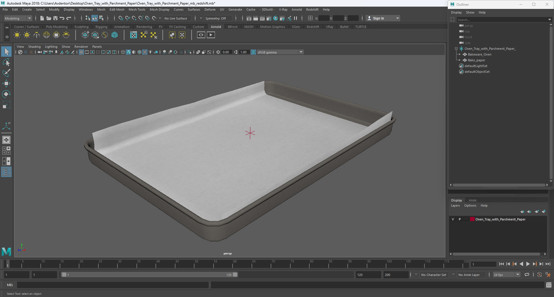 3D model Oven Tray with Parchment Paper