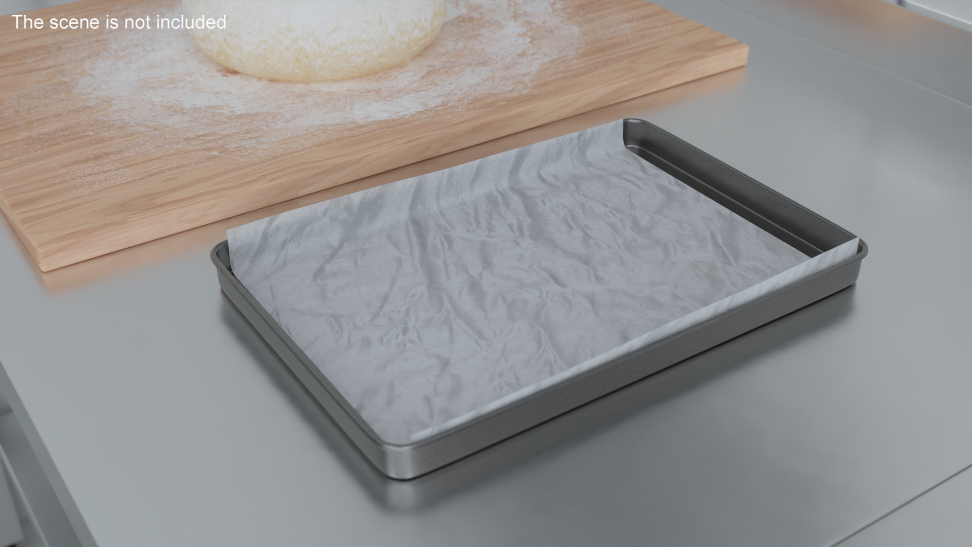 3D model Oven Tray with Parchment Paper