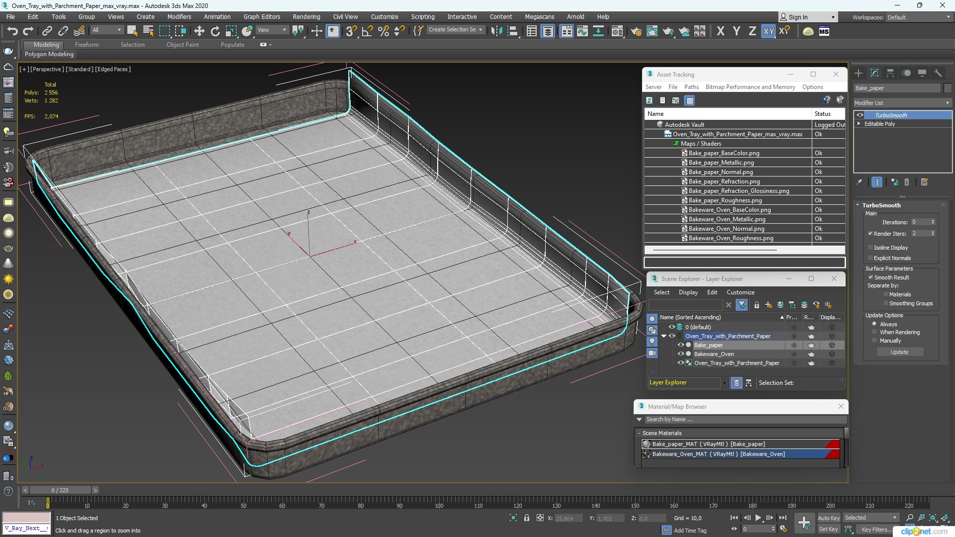 3D model Oven Tray with Parchment Paper