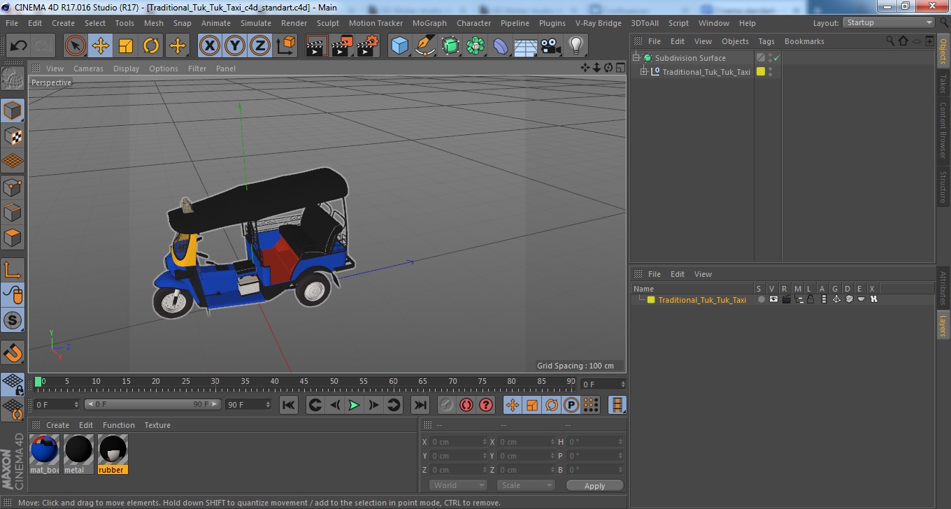 Traditional Tuk Tuk Taxi 3D model