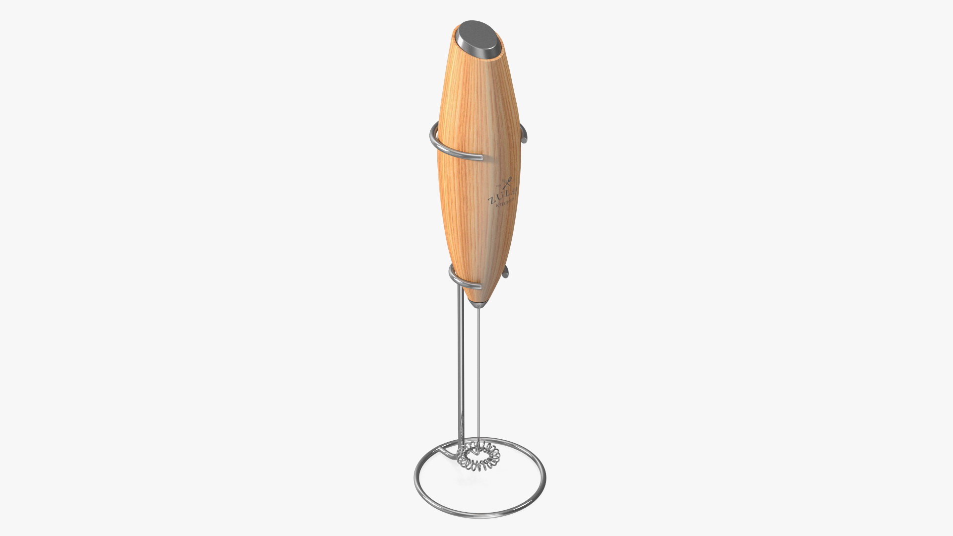 Milk Frother Zulay Wooden with Holder 3D