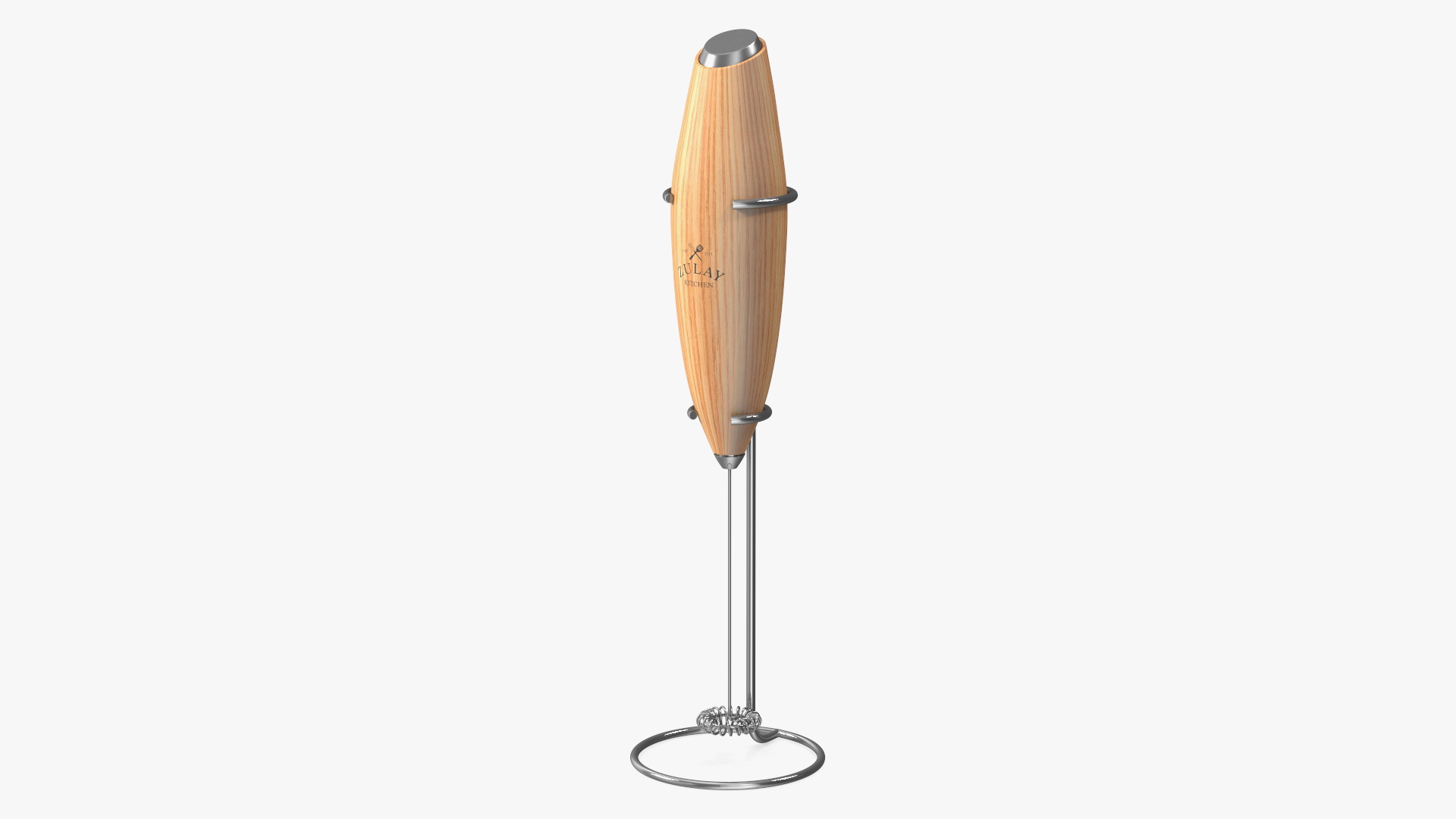 Milk Frother Zulay Wooden with Holder 3D