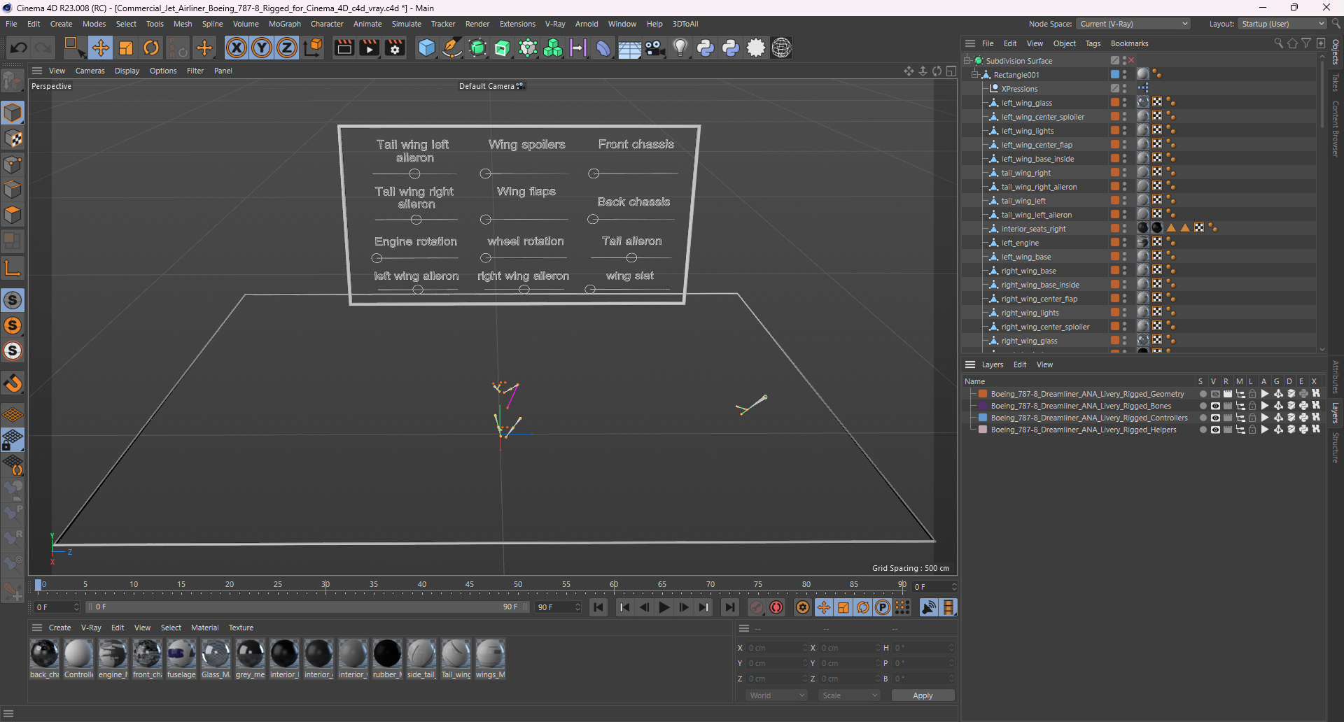 Commercial Jet Airliner Boeing 787-8 Rigged for Cinema 4D 3D