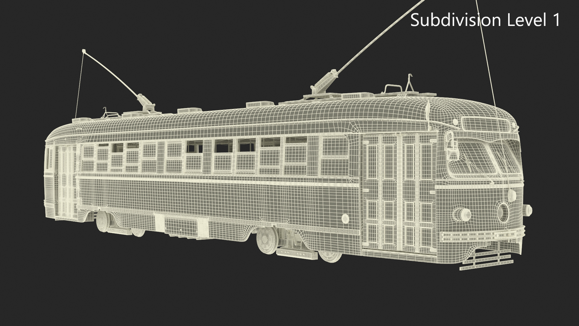 Old Tram Yellow Blue Rigged 3D