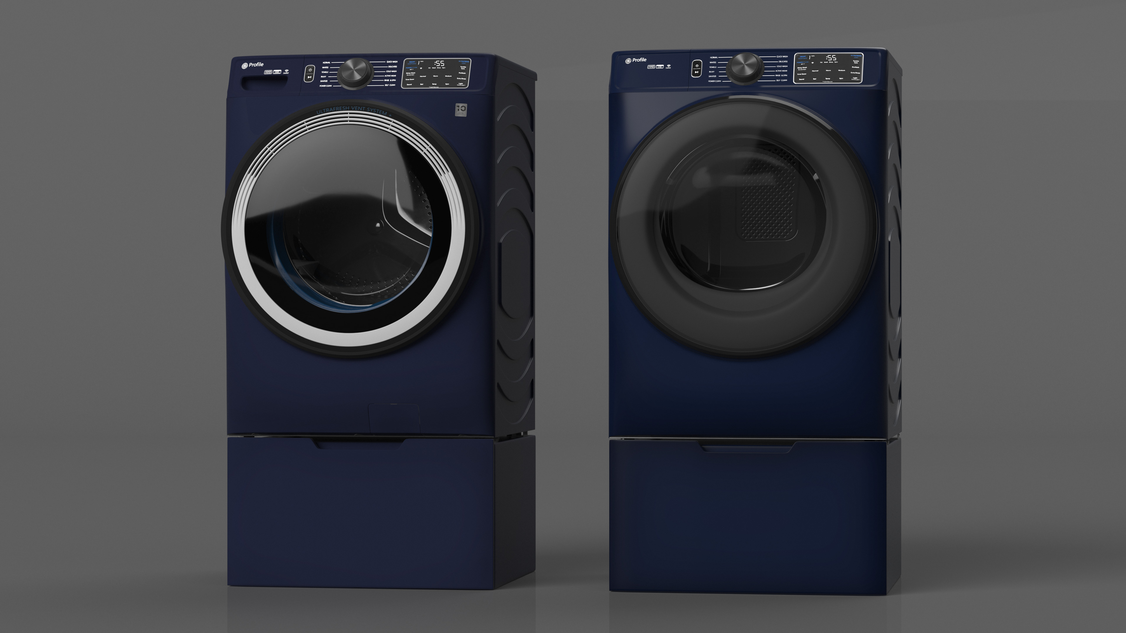 Steam Washer and Dryer Profile Set Blue 3D model