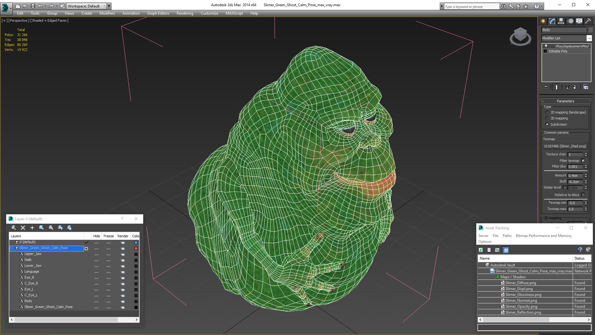 3D Slimer Green Ghost Calm Pose model